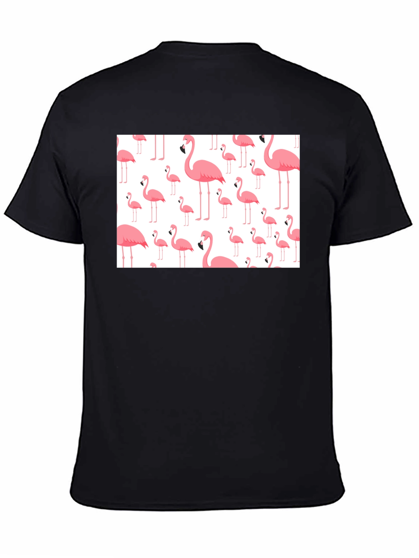 Fun Flamingo Pattern Black T-Shirt - 4