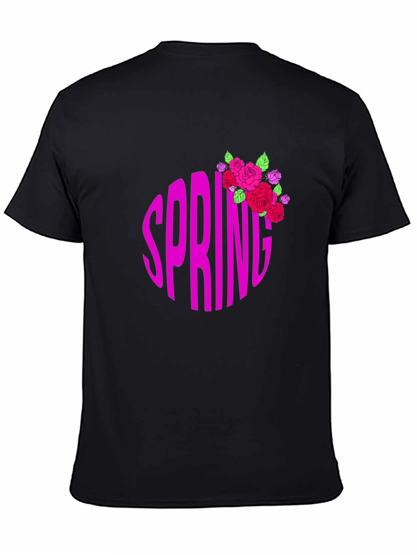 Black Spring Roses Graphic Tee - Black Cotton T-Shirt view 4