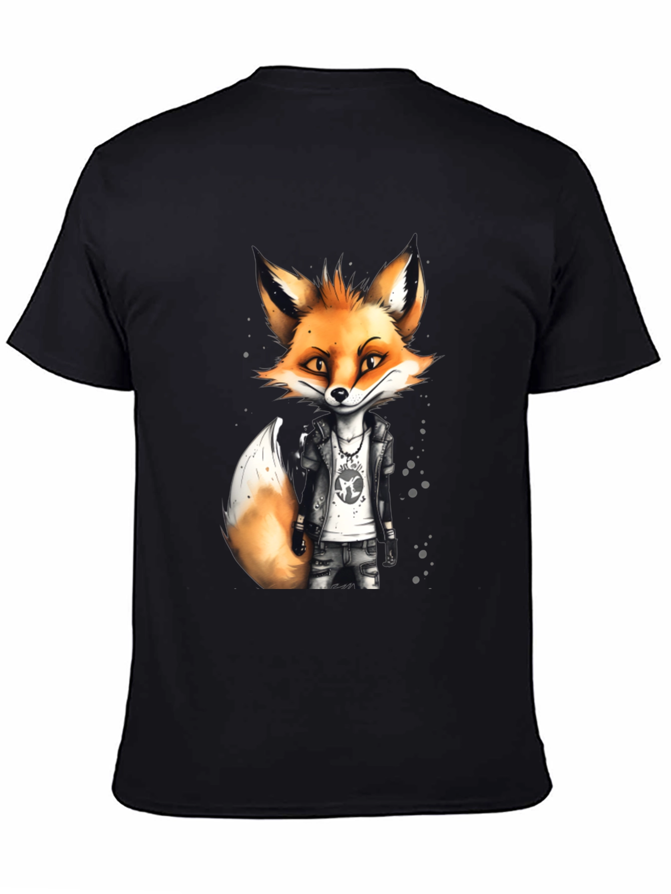 Black Cool Fox Graphic Tee - Men's Black T-Shirt view 4