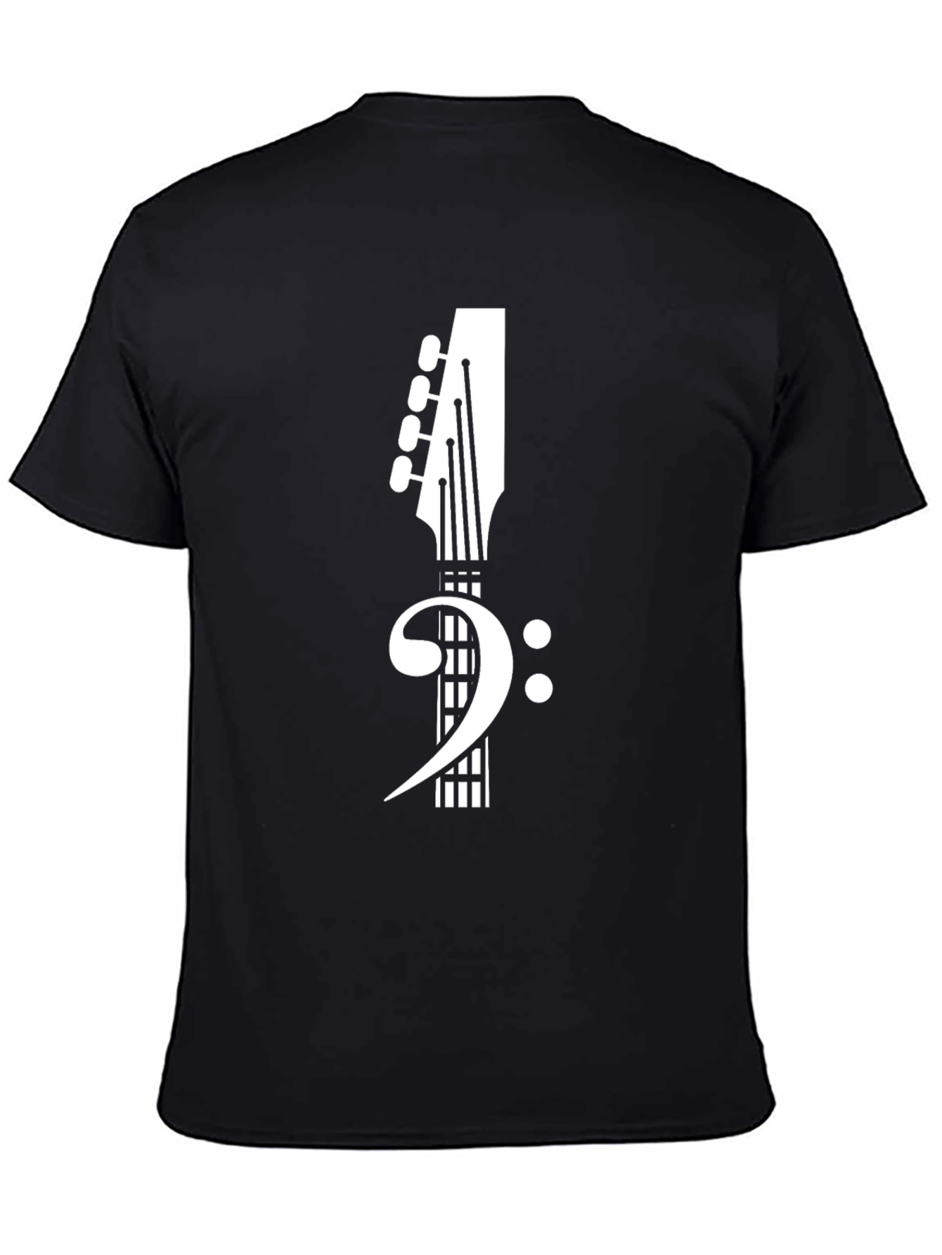 Black Bass Clef Guitar Tee - Music Lover's T-Shirt view 4