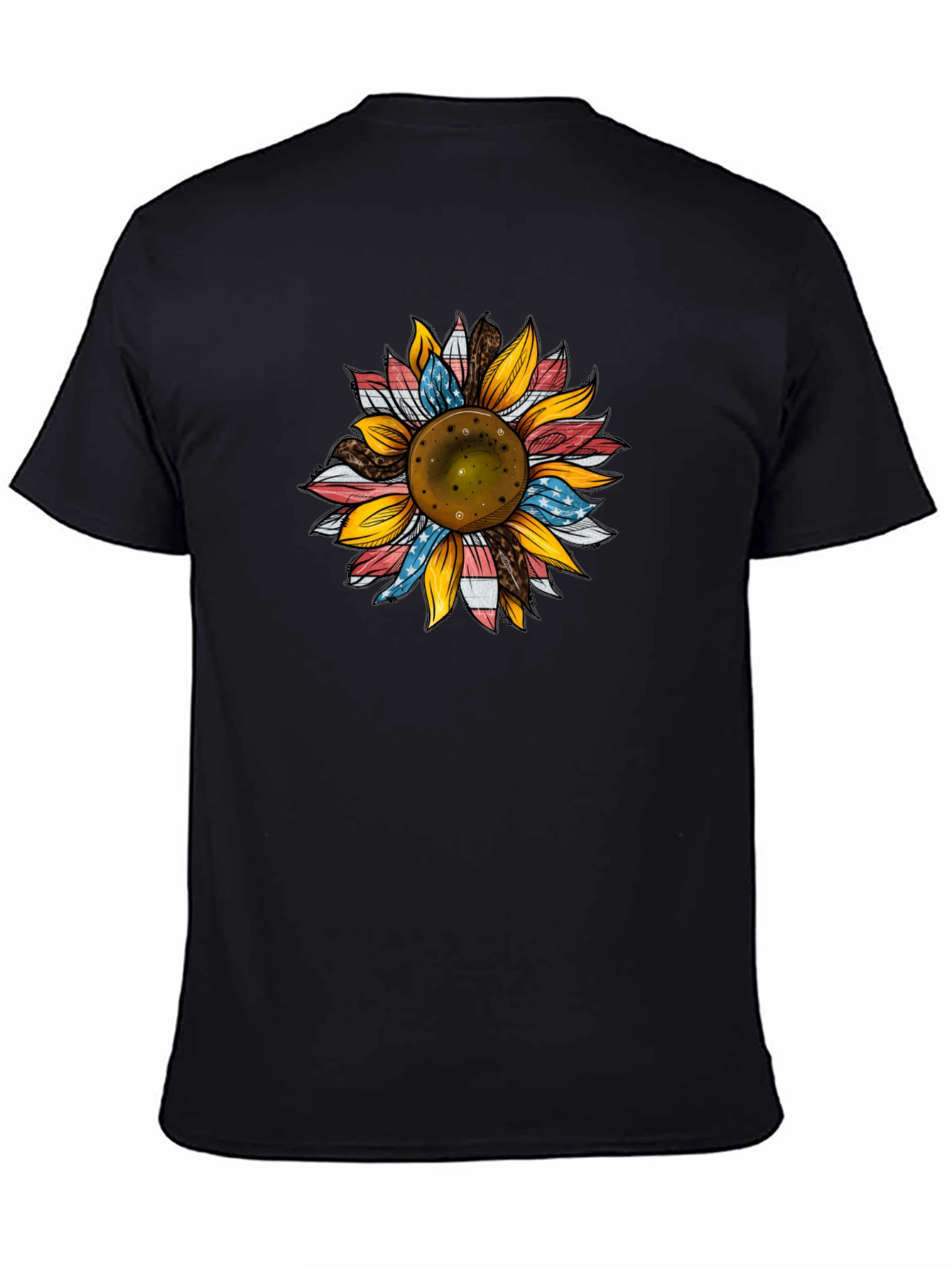Black Patriotic Sunflower Graphic Tee - Black view 4