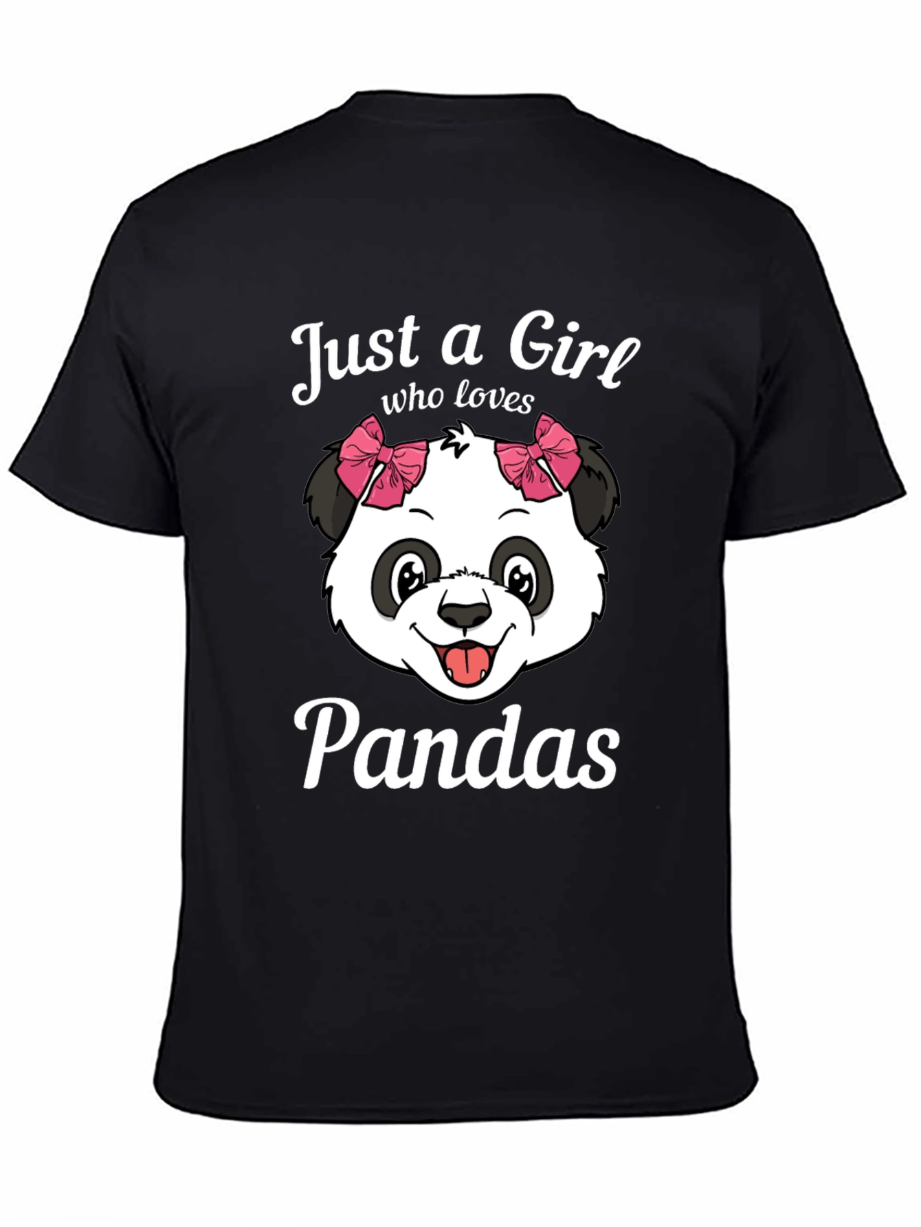 Black Just a Girl Who Loves Pandas T-Shirt view 4