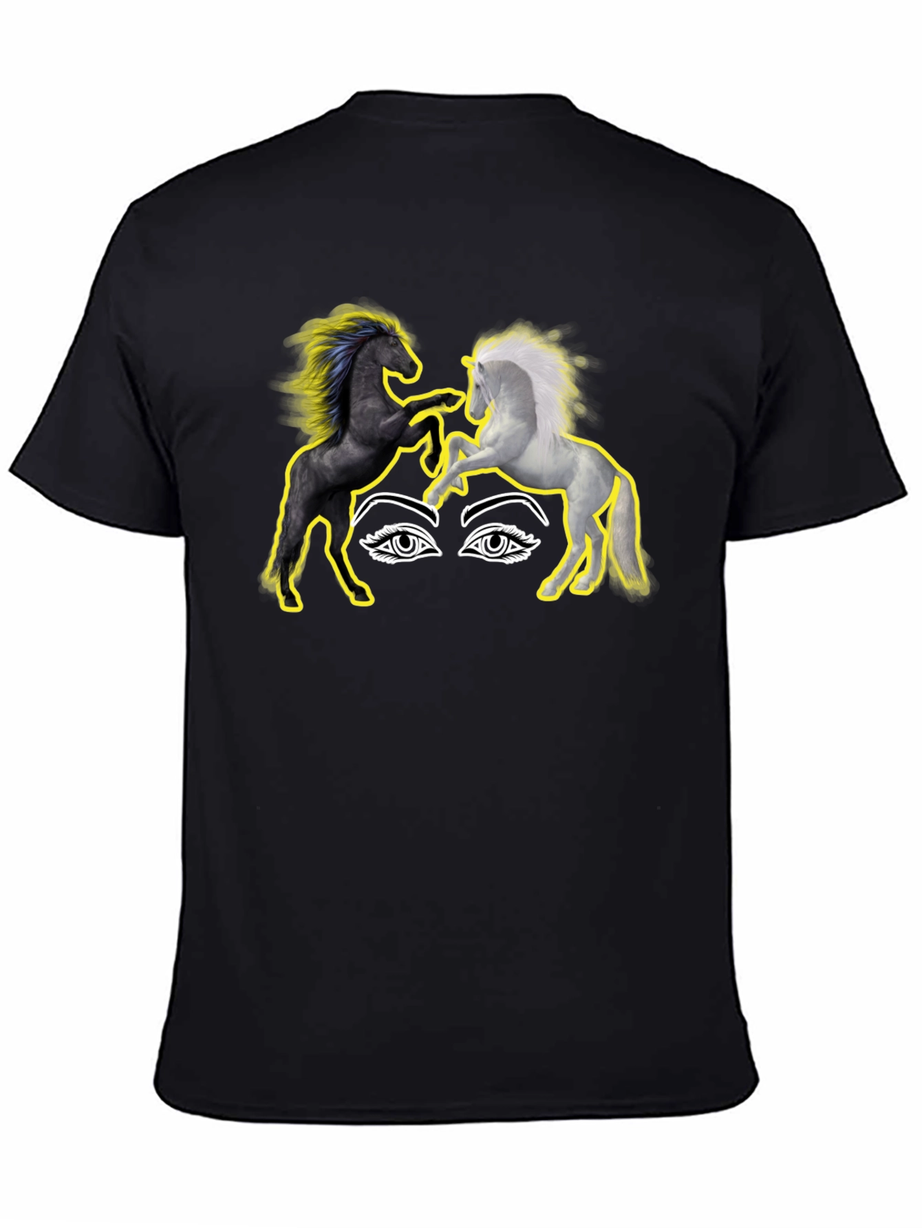 Black Yin Yang Horses Graphic T-Shirt view 4