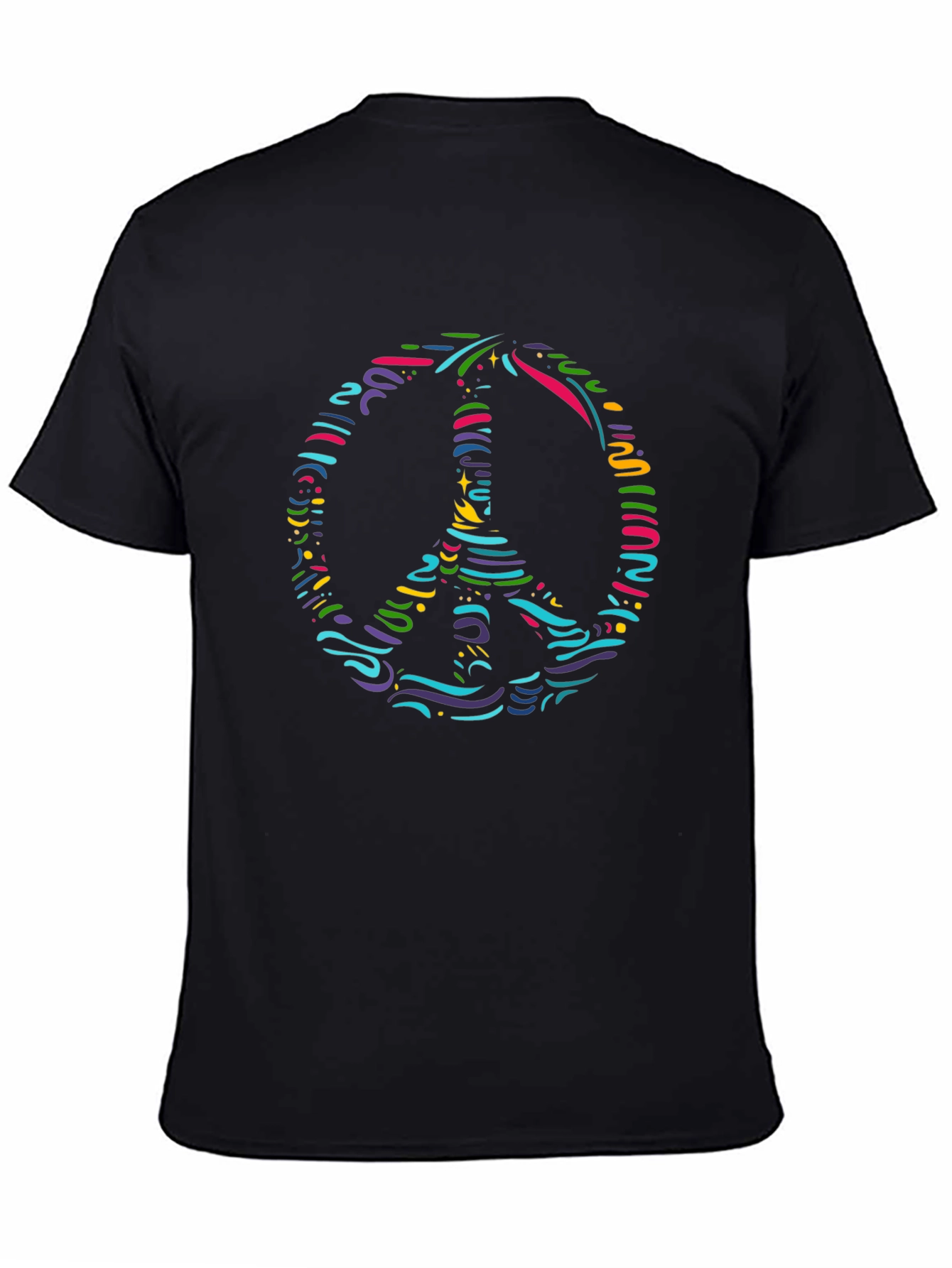 Black Peace Sign Graphic Tee - Colorful Design view 4