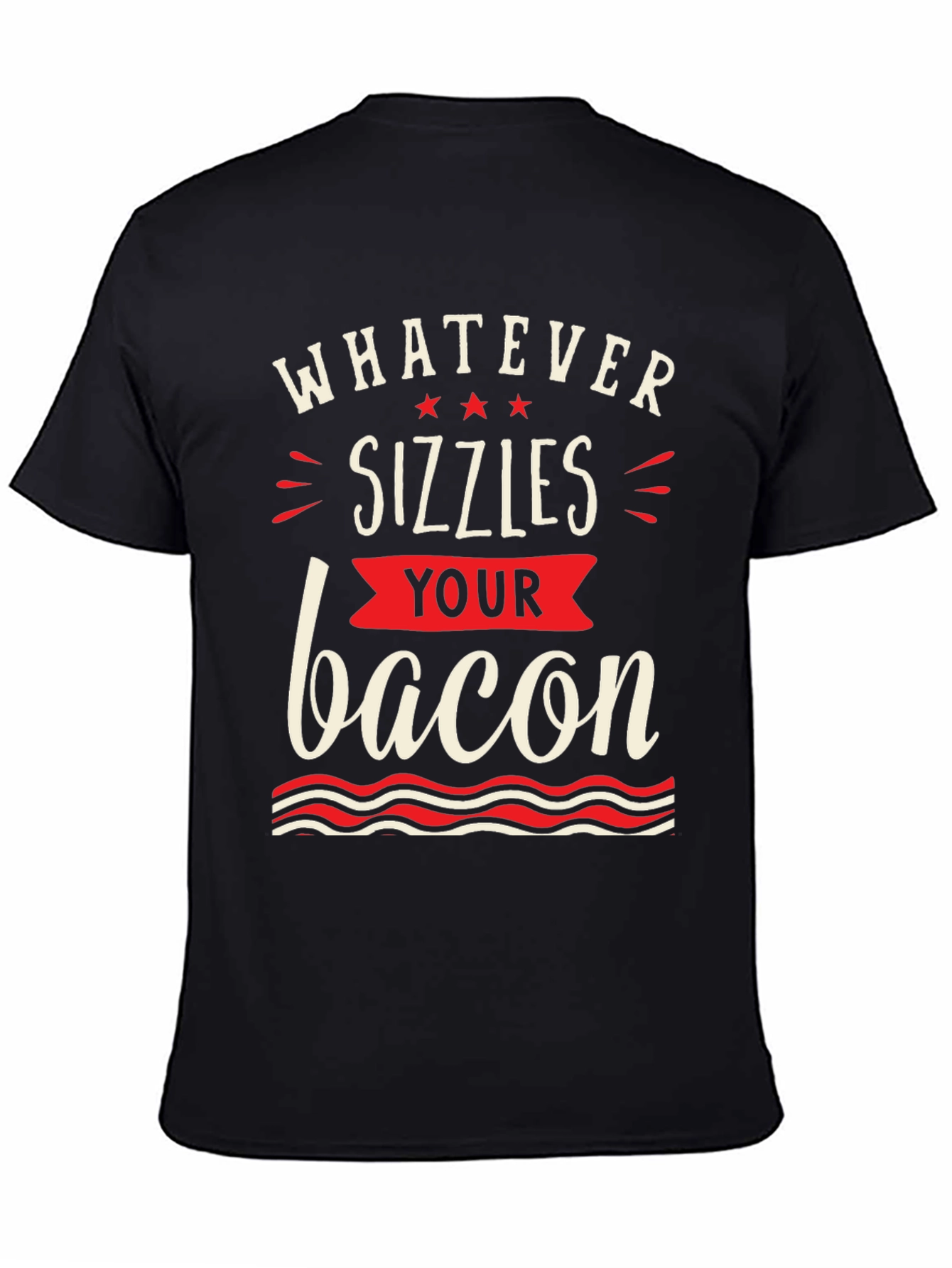 Black Whatever Sizzles Your Bacon Black T-Shirt view 4