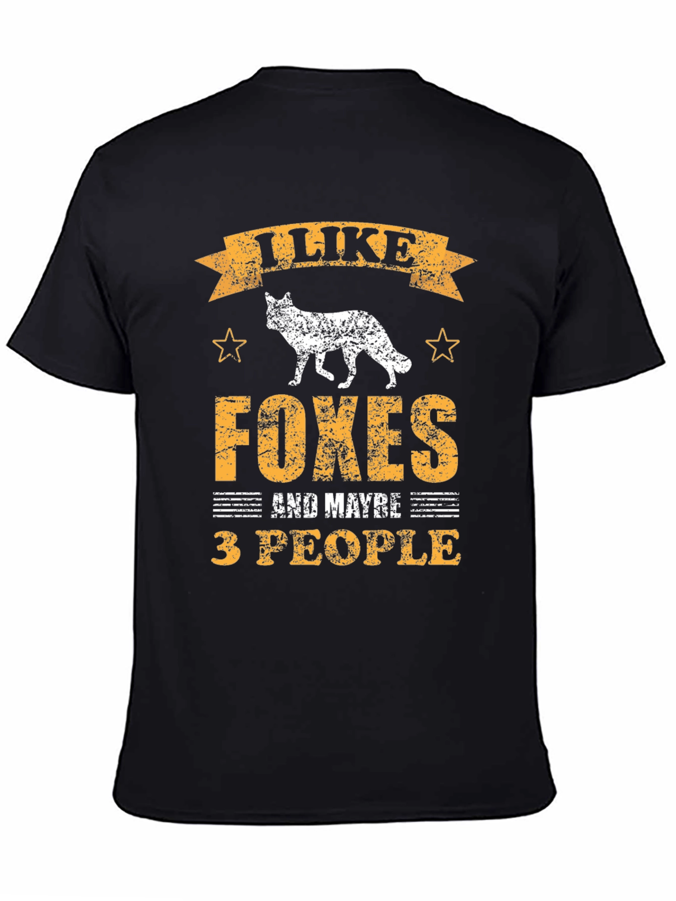 Black I Like Foxes and Maybe 3 People T-Shirt view 4