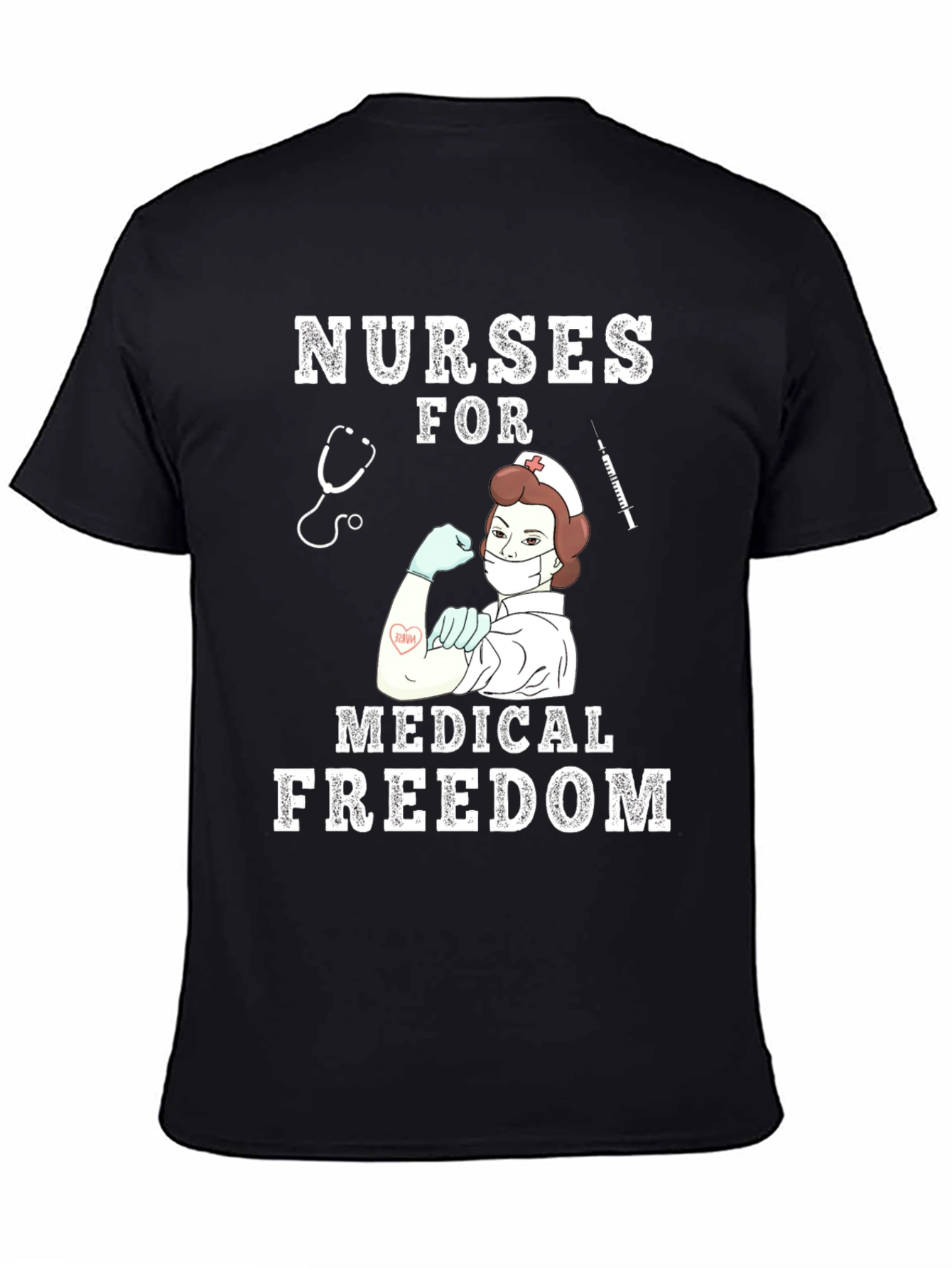 Black Nurses for Medical Freedom Black T-Shirt view 4