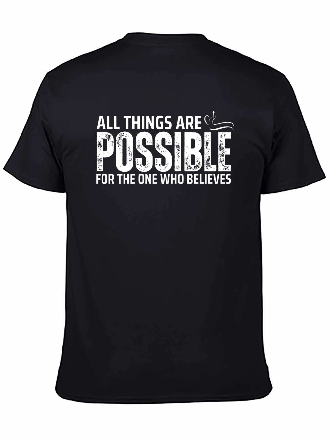 Black Inspirational 'All Things Are Possible' Graphic T-Shirt view 4