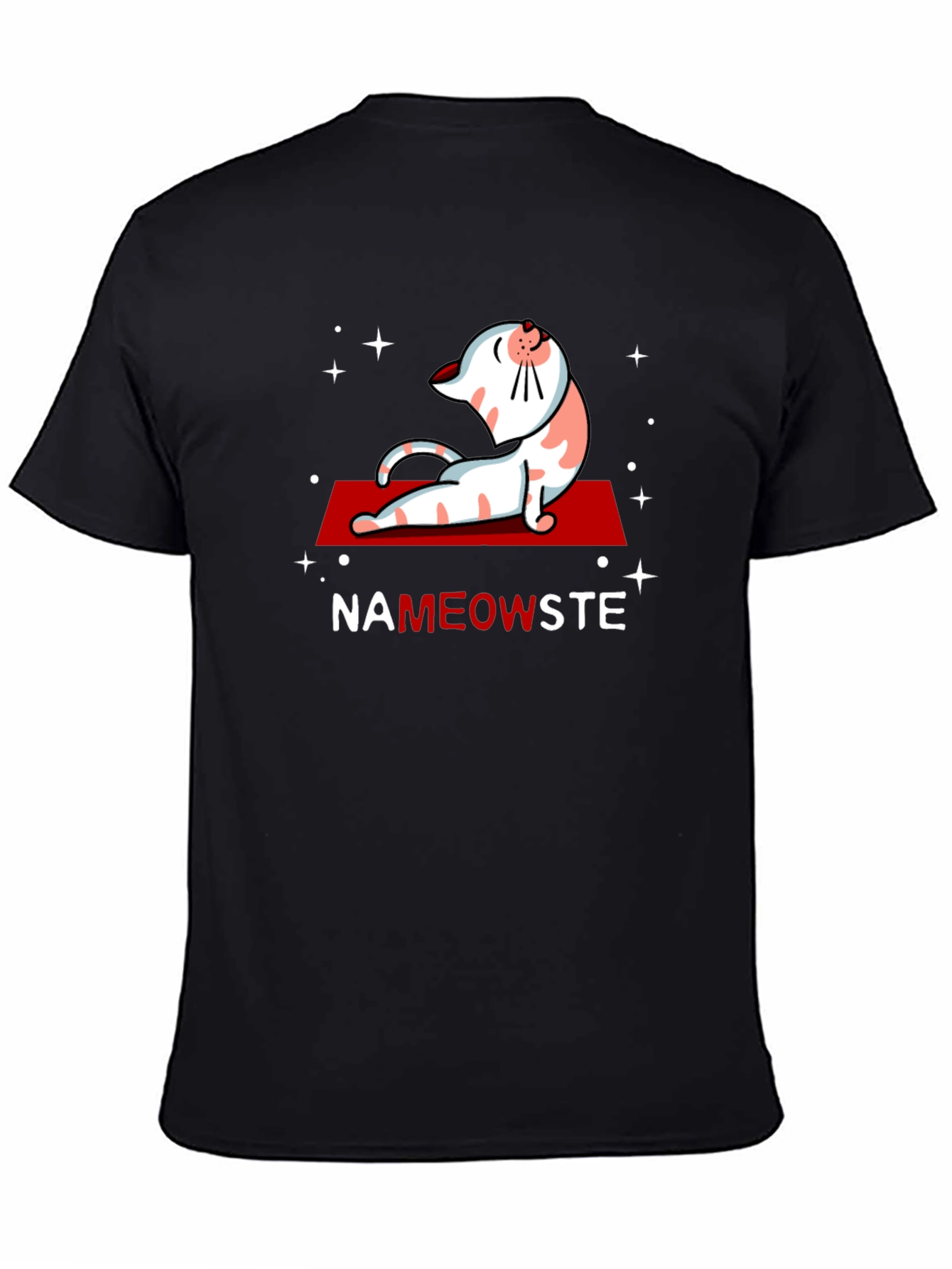 Black NaMEOWste Cat Yoga T-Shirt - Black Cotton Tee view 4