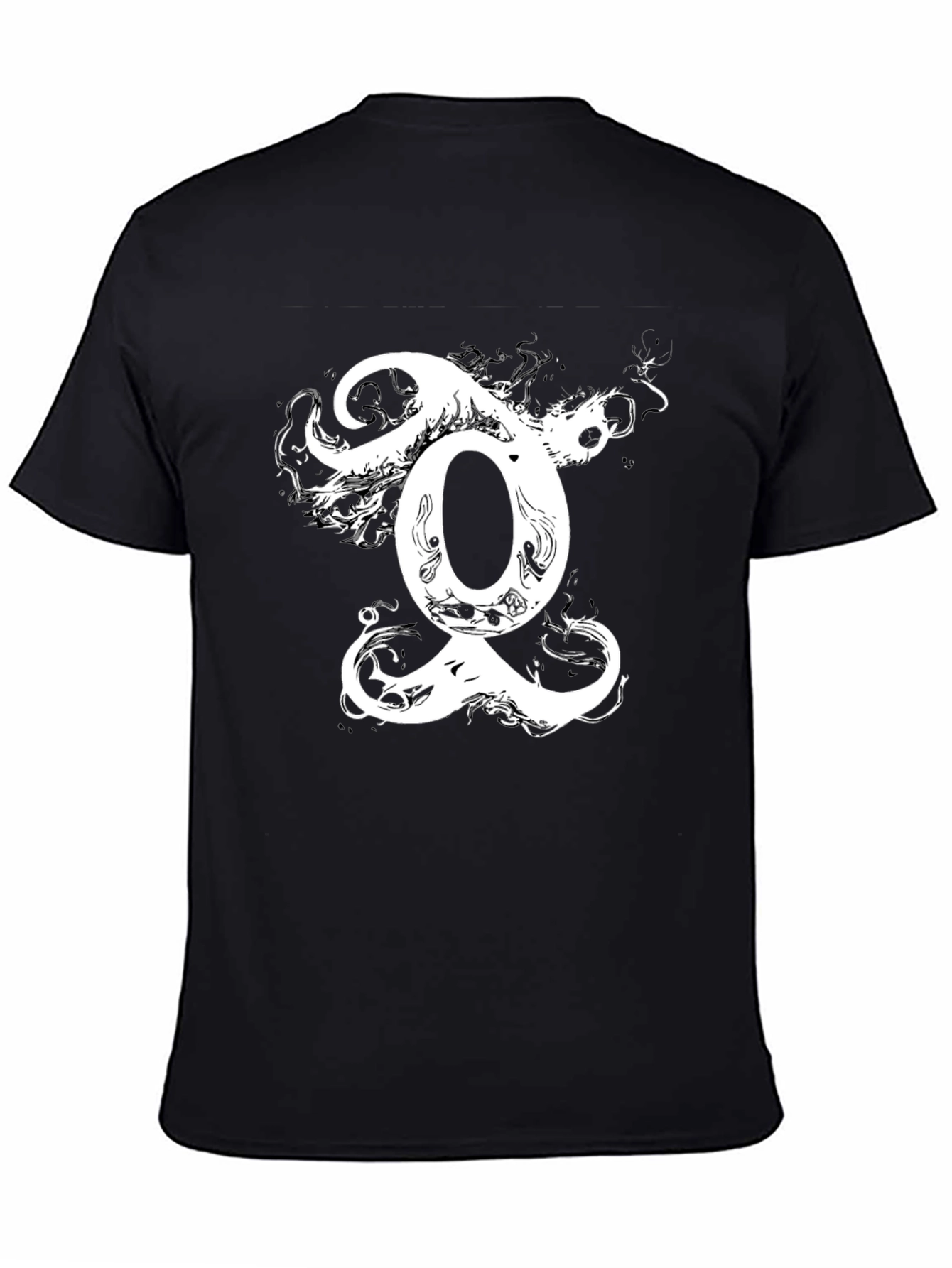 Black Black T-Shirt with Unique White Graphic Design view 4