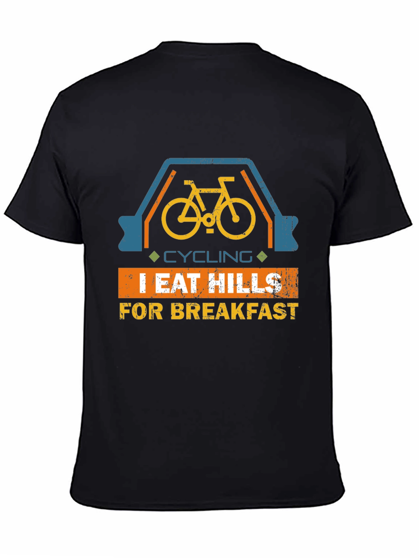 Black Cycling I Eat Hills For Breakfast Graphic Tee view 4