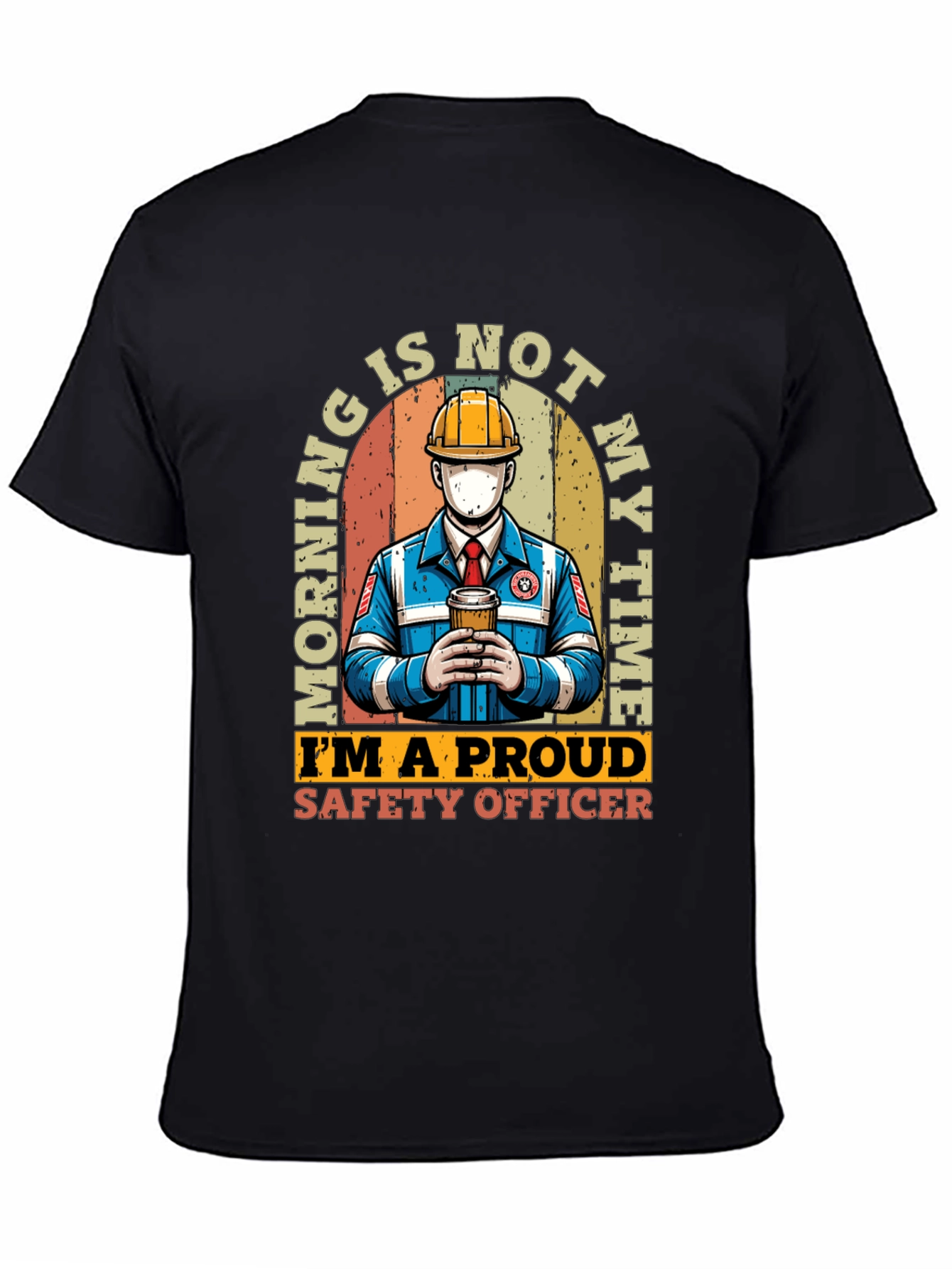 Black Safety Officer T-Shirt: Morning Is Not My Time view 4