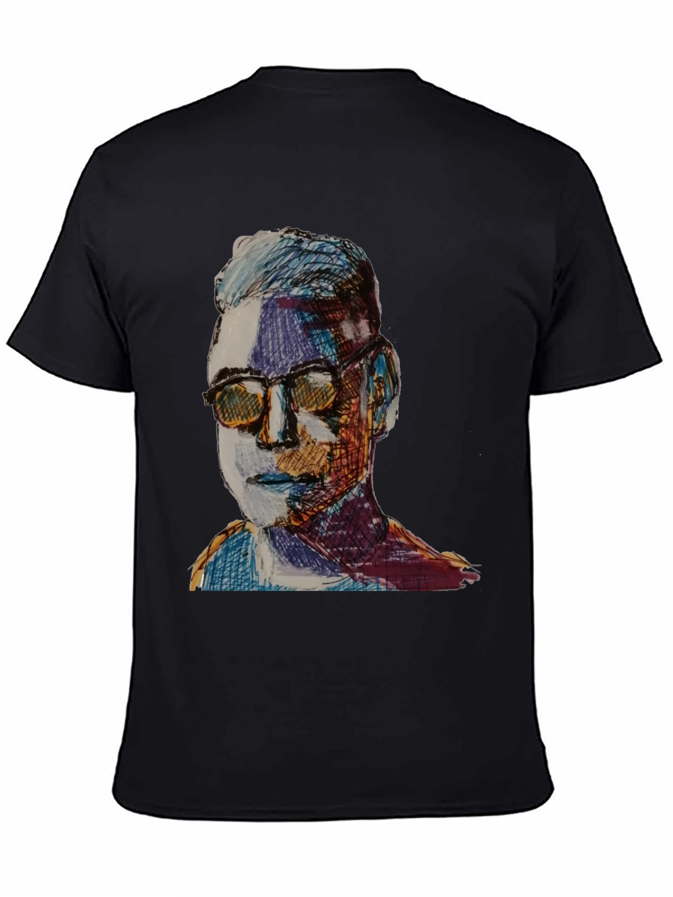 Black Artistic Portrait Graphic Tee - Black view 4