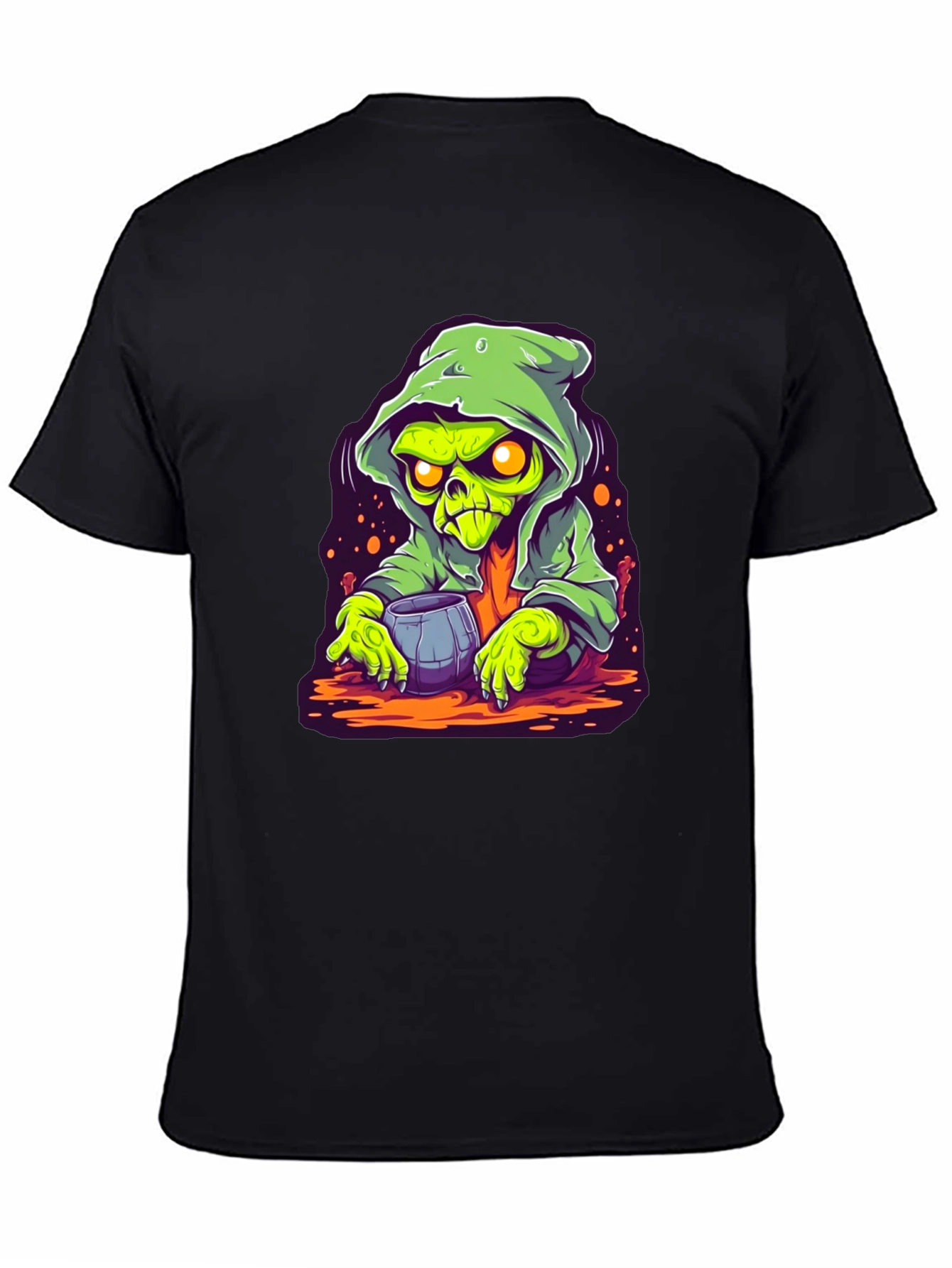 Black Grim Reaper Cartoon Graphic Black T-Shirt view 4