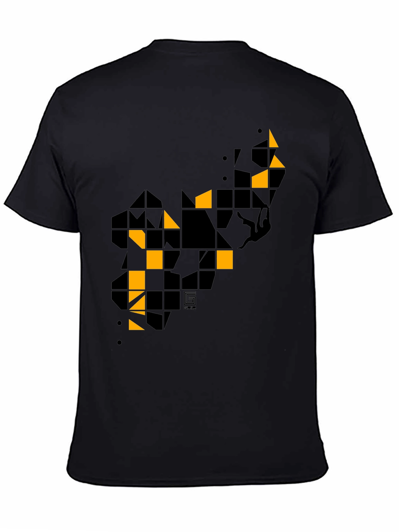 Black Geometric Graphic Print Men's Black T-Shirt view 4