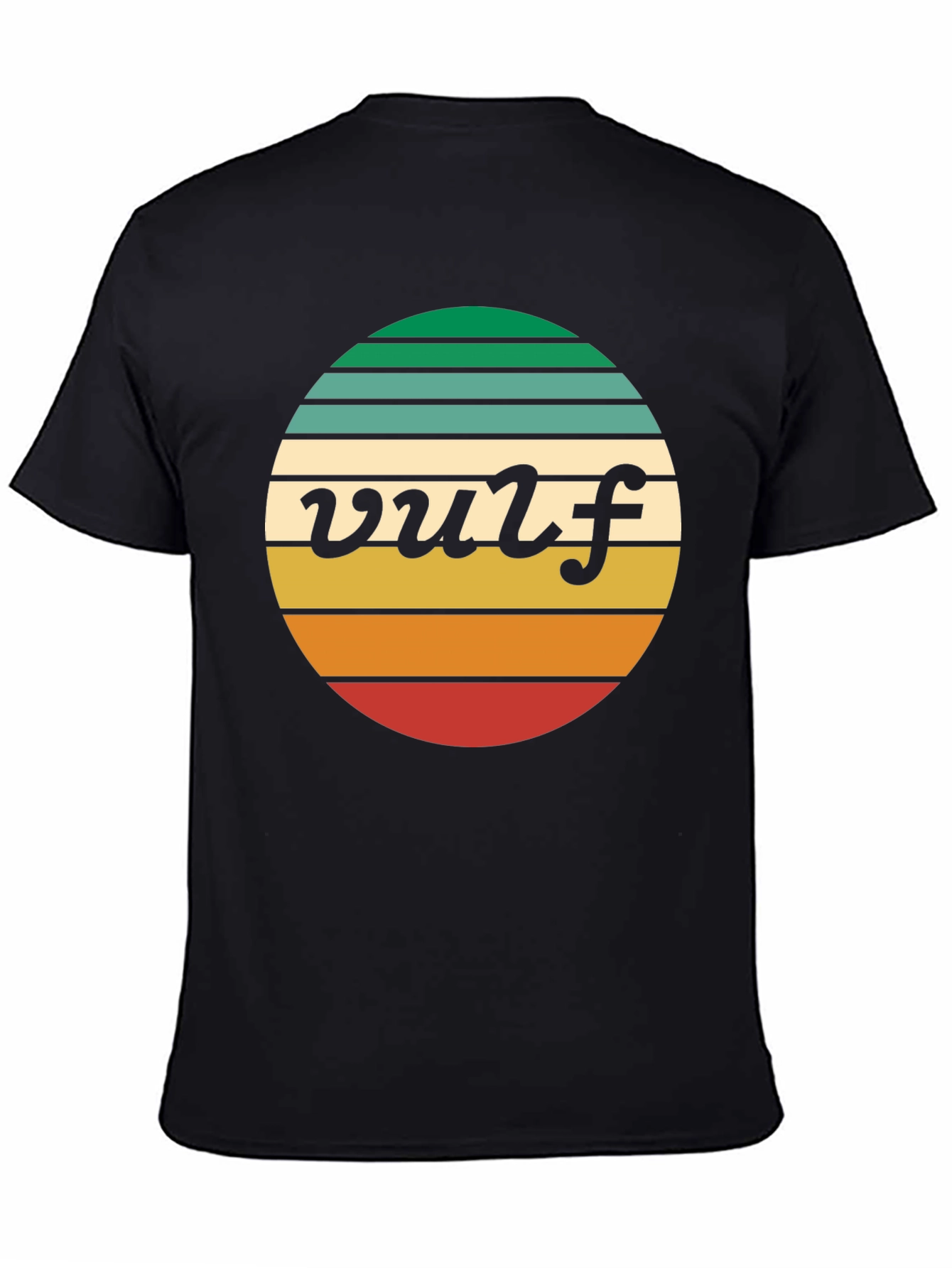 Black Retro Vulf Tee - Striped Circle Graphic view 4