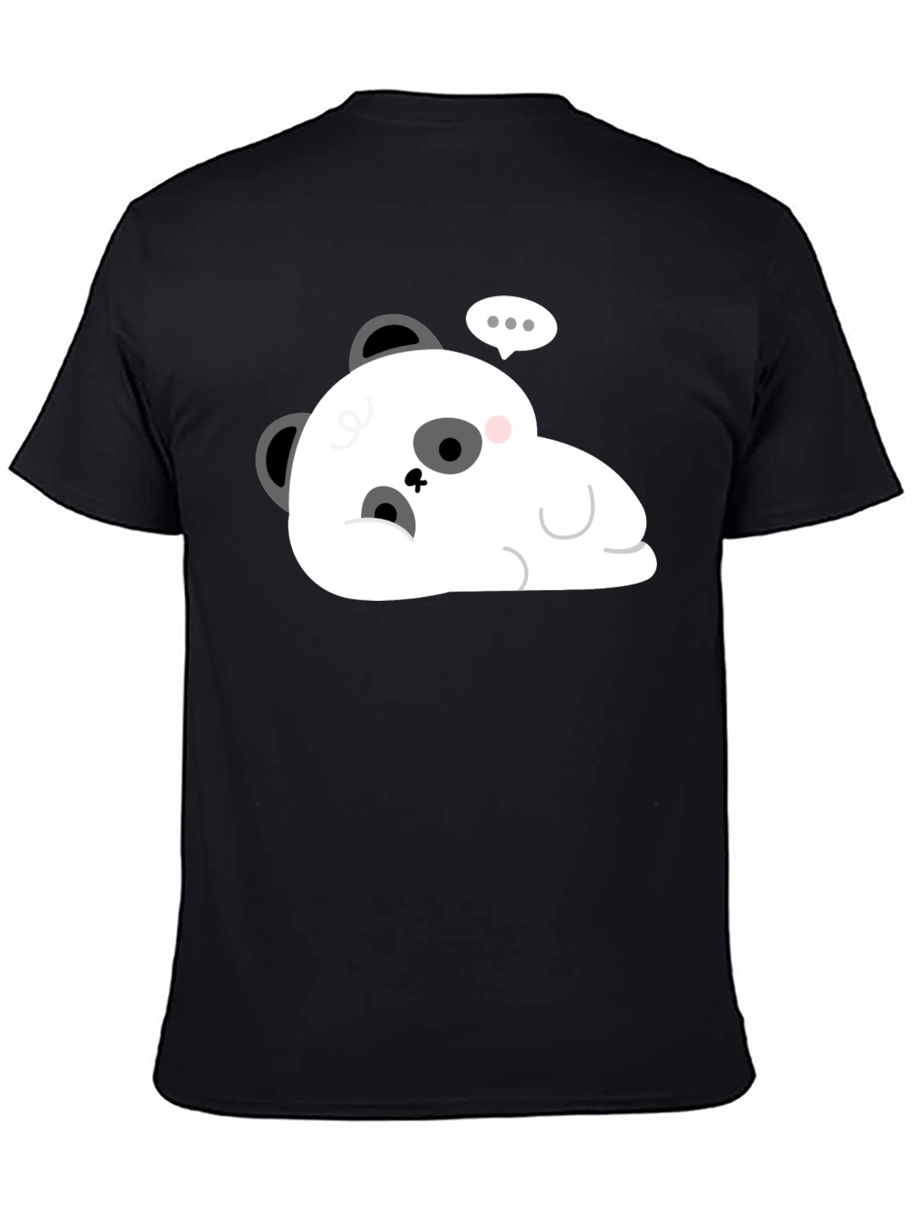 Black Cute Cartoon Panda Graphic T-Shirt - Black view 4
