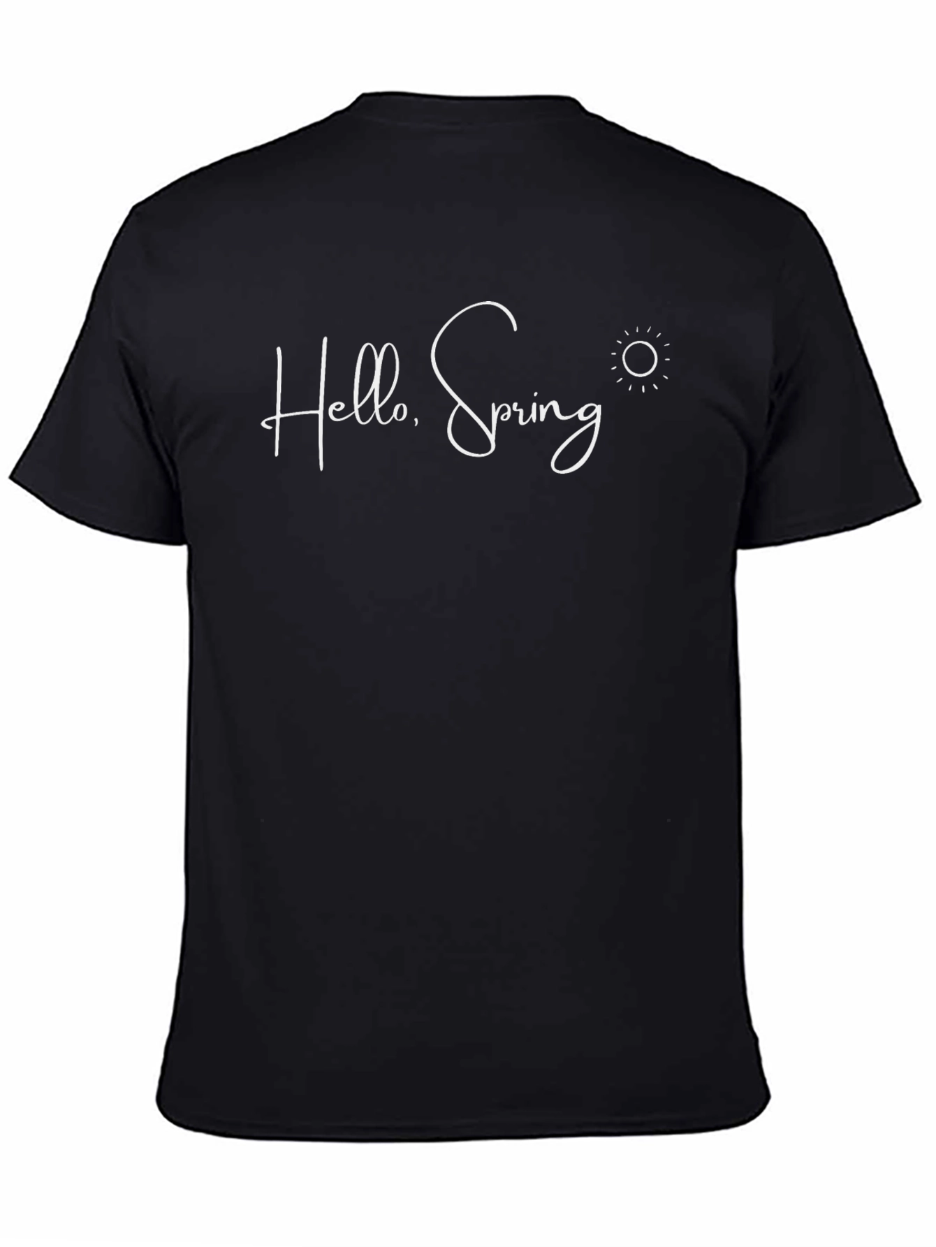Black Hello Spring Graphic Tee - Soft Cotton Blend view 4