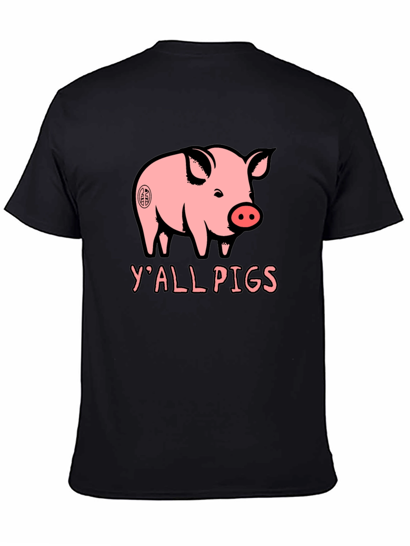 Black Y'all Pigs Graphic Tee - Funny Pig Lover T-Shirt view 4
