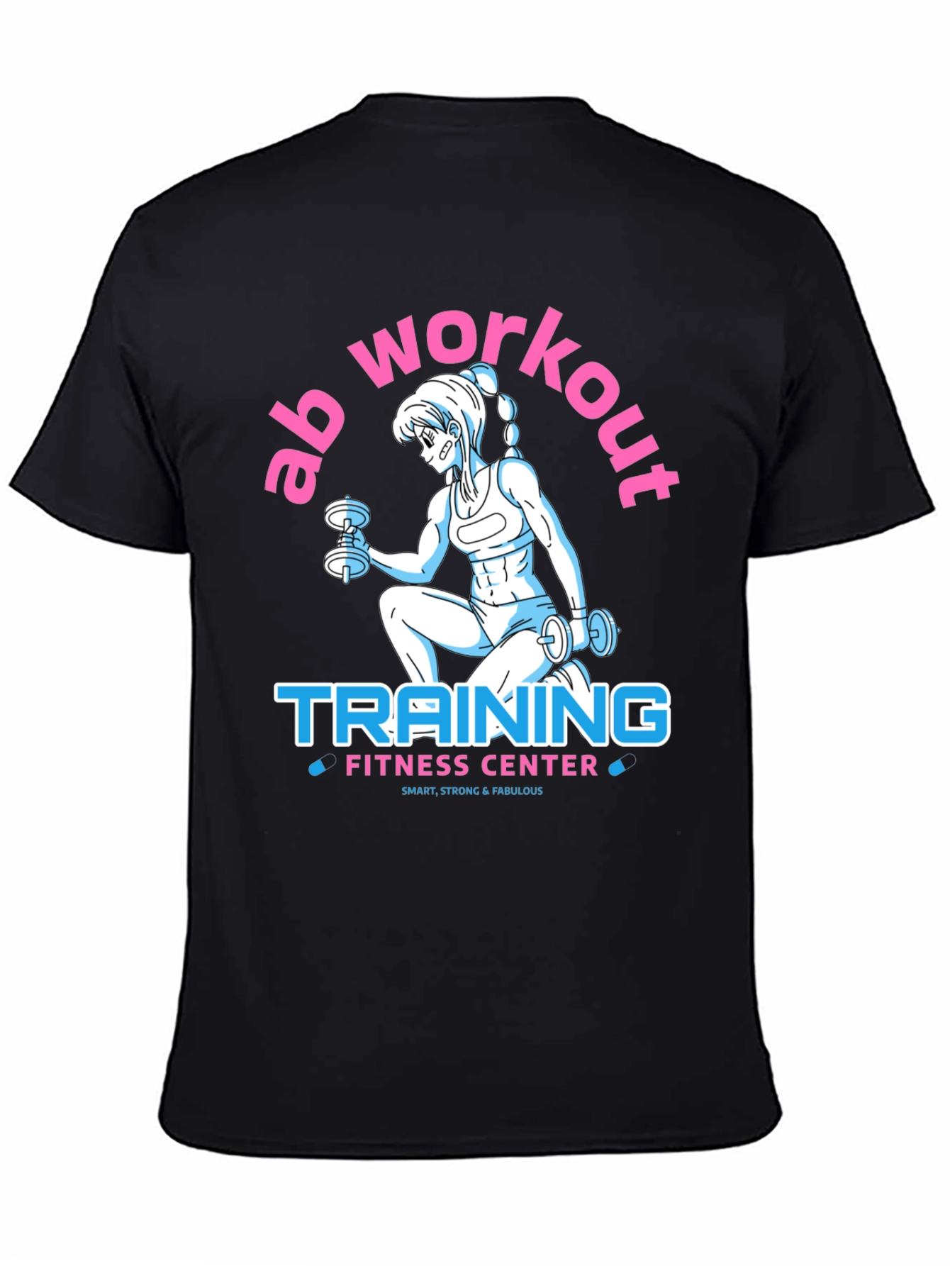 Black Ab Workout Training Fitness Center T-Shirt view 4
