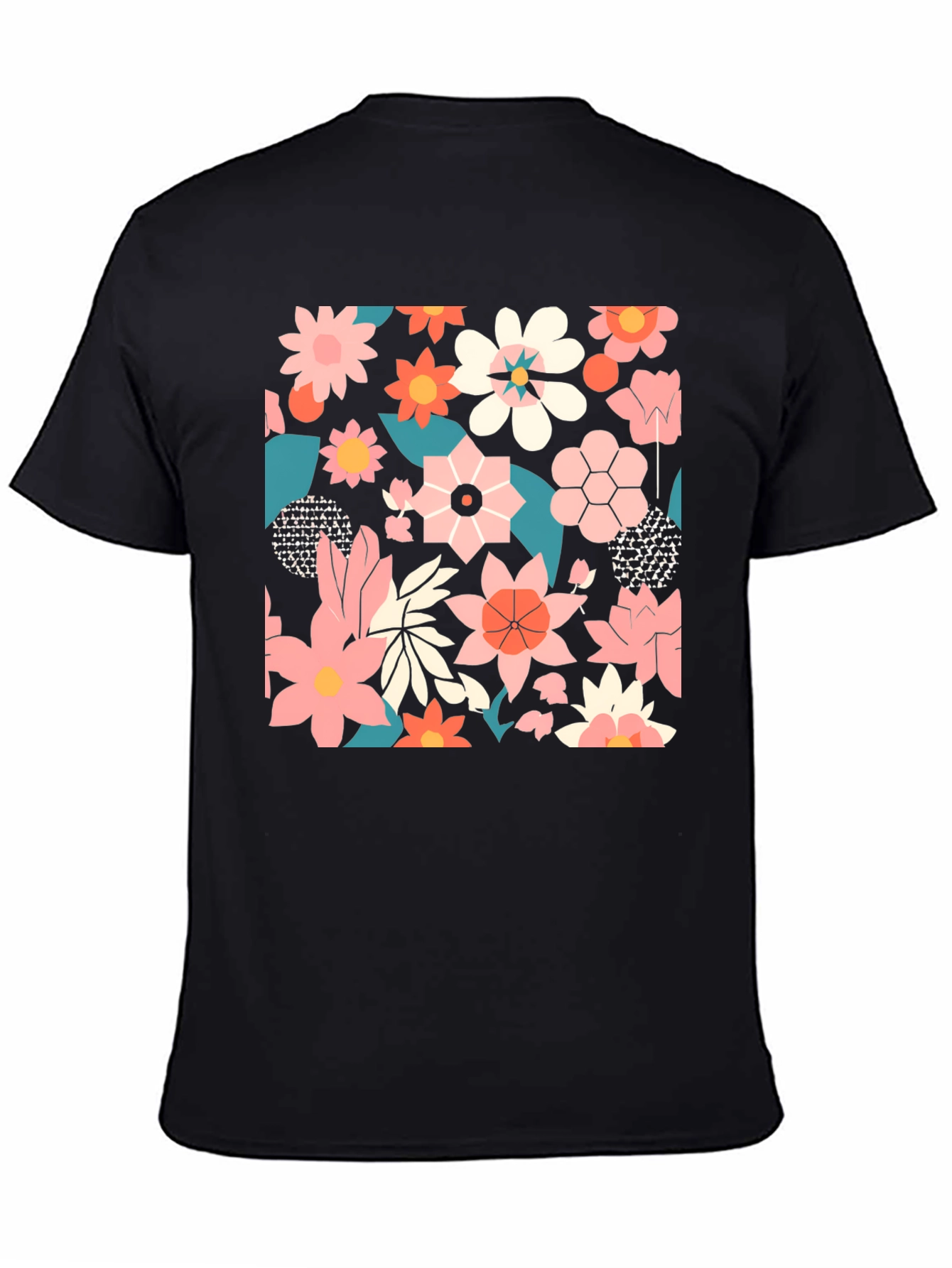 Black Floral Print Black T-Shirt view 4