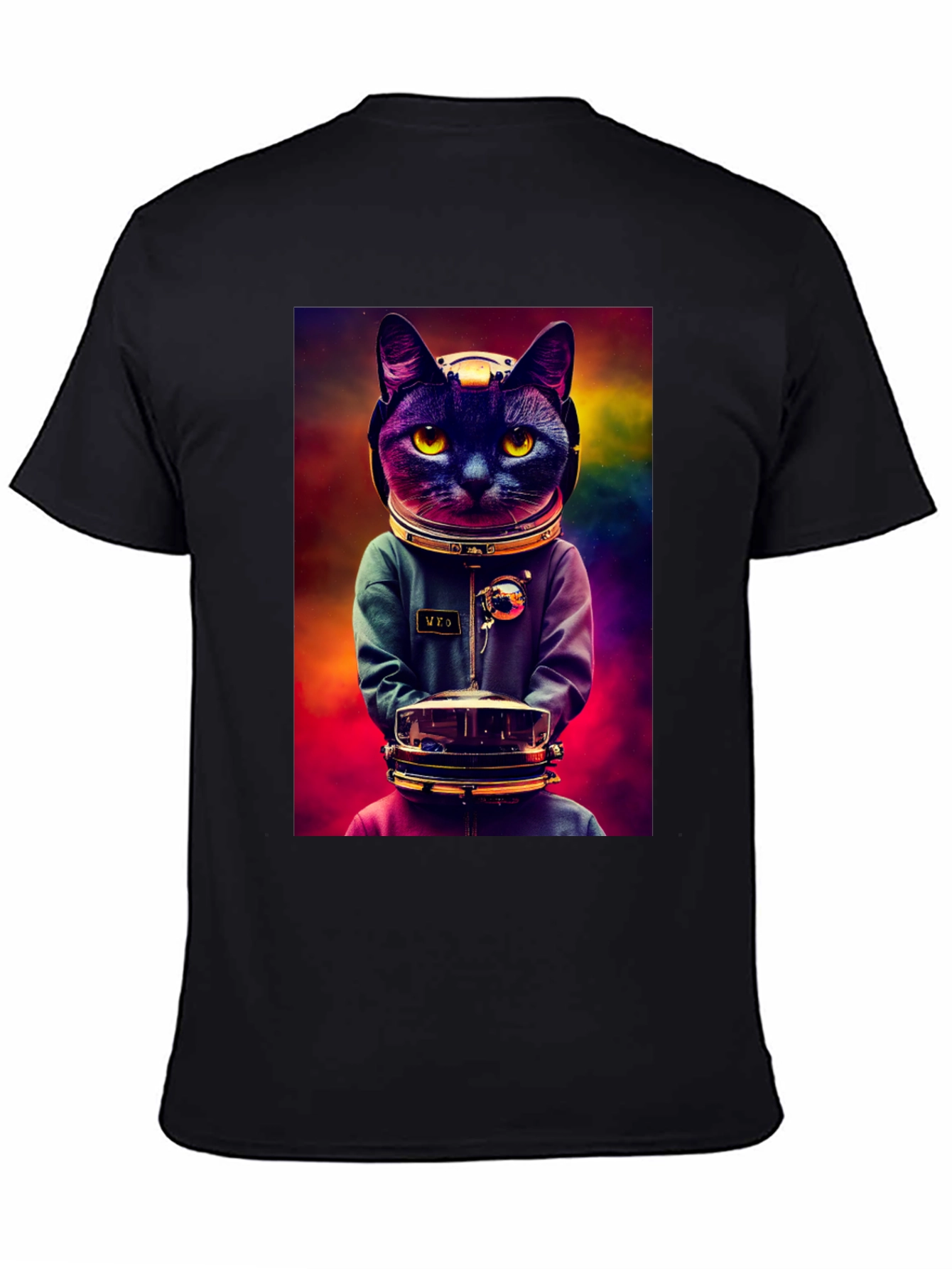 Black Astronaut Cat Graphic Tee - Space Kitten T-Shirt view 4