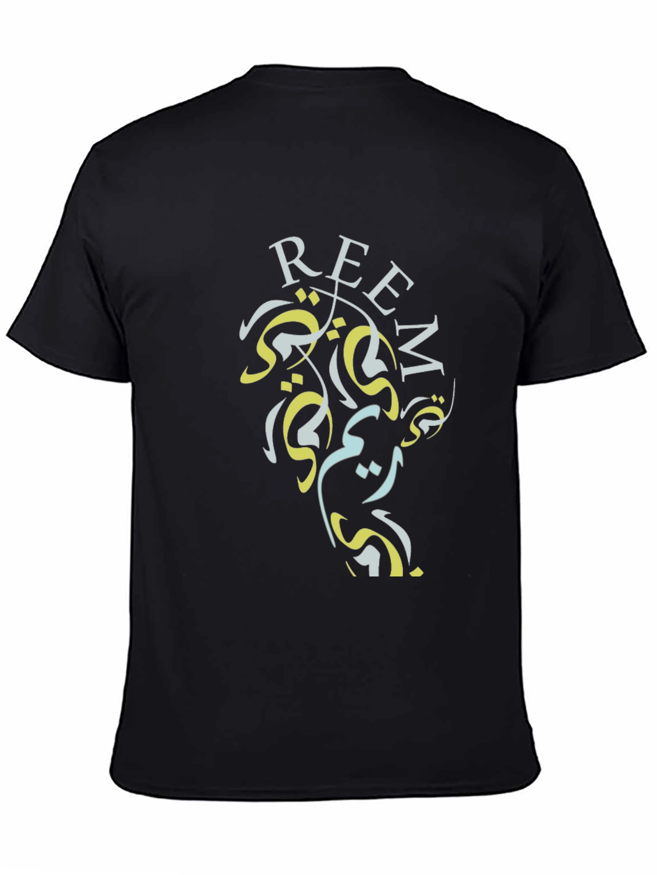 Black Reem Black Graphic Tee - Artistic Word Design T-Shirt view 4