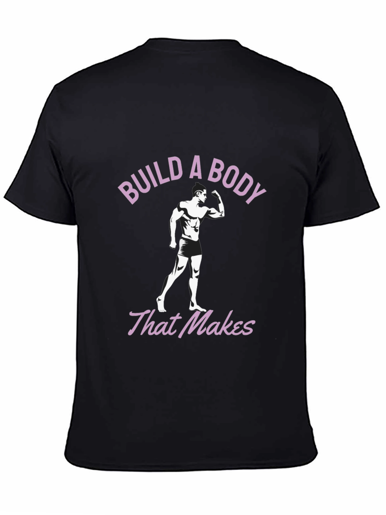 Black Build a Body Motivational Graphic T-Shirt view 4