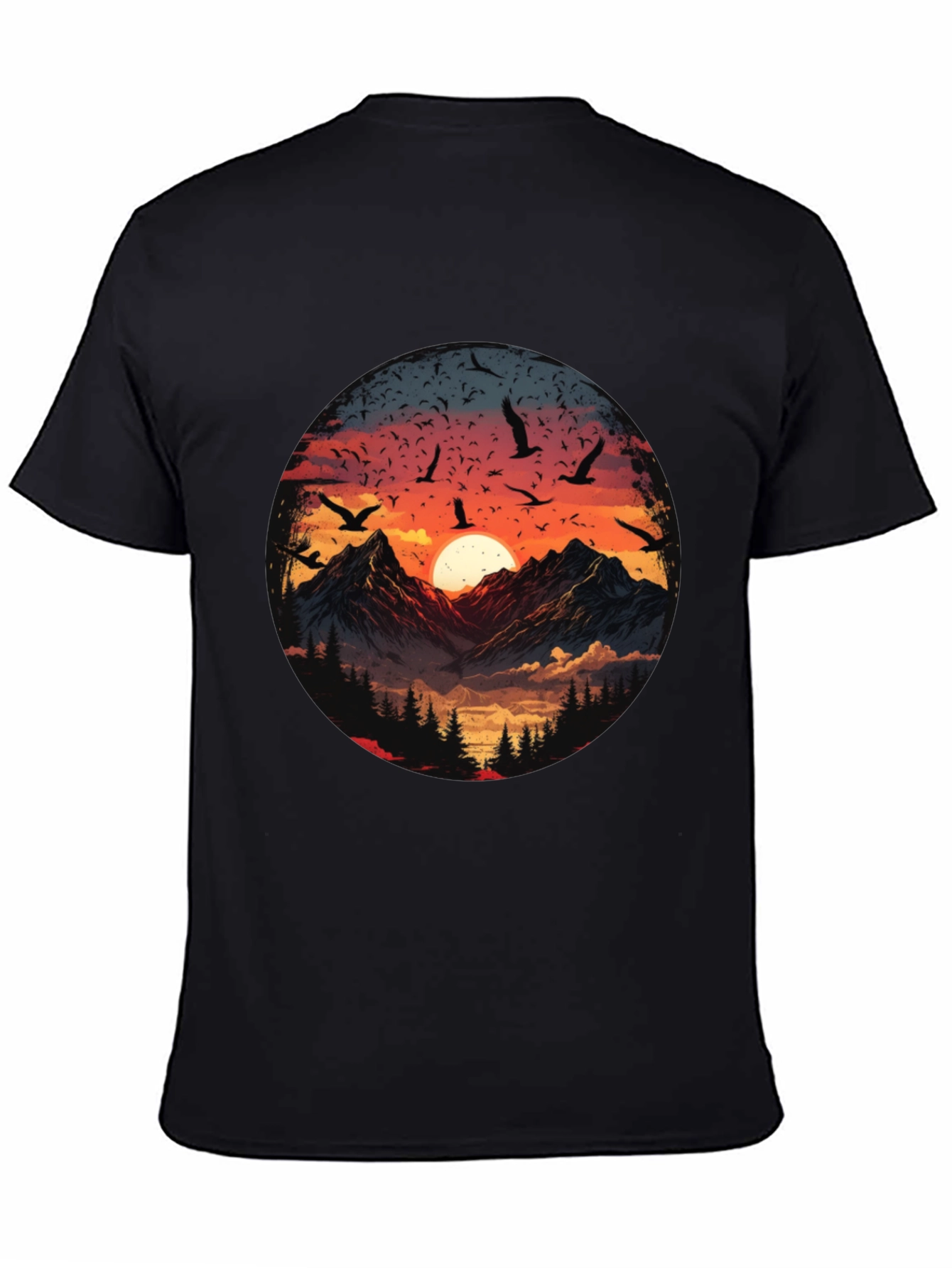 Black Mountain Sunset Graphic Tee - Men's Black T-Shirt view 4