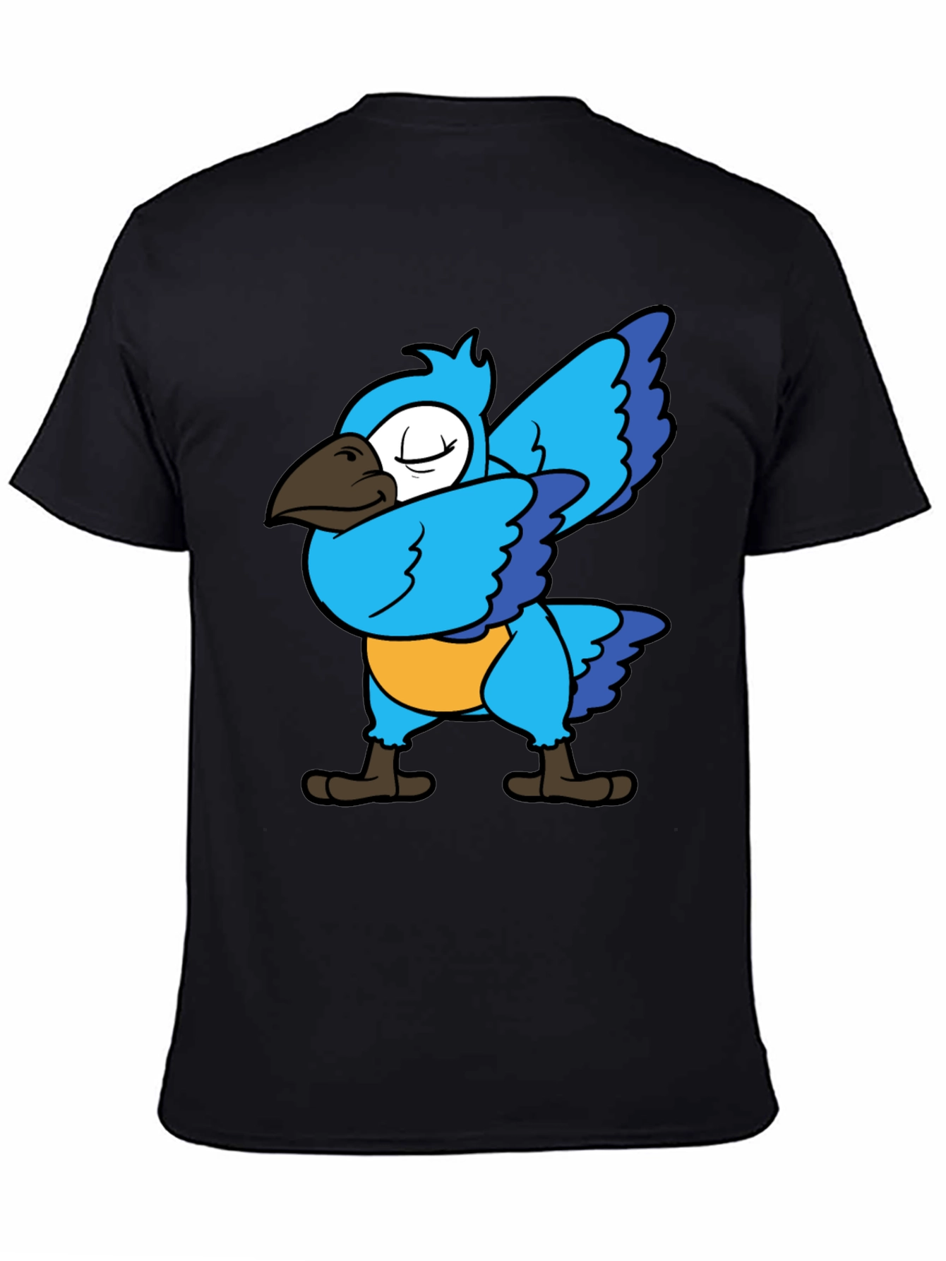 Black Dabbing Parrot T-Shirt - Blue Bird Dance Tee view 4