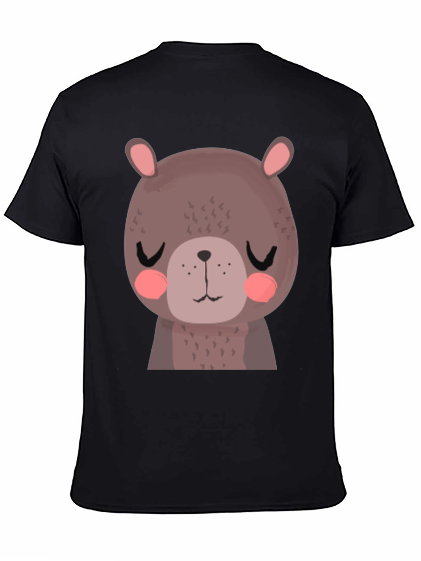 Black Cute Bear Graphic T-Shirt - Unisex Black Tee view 4