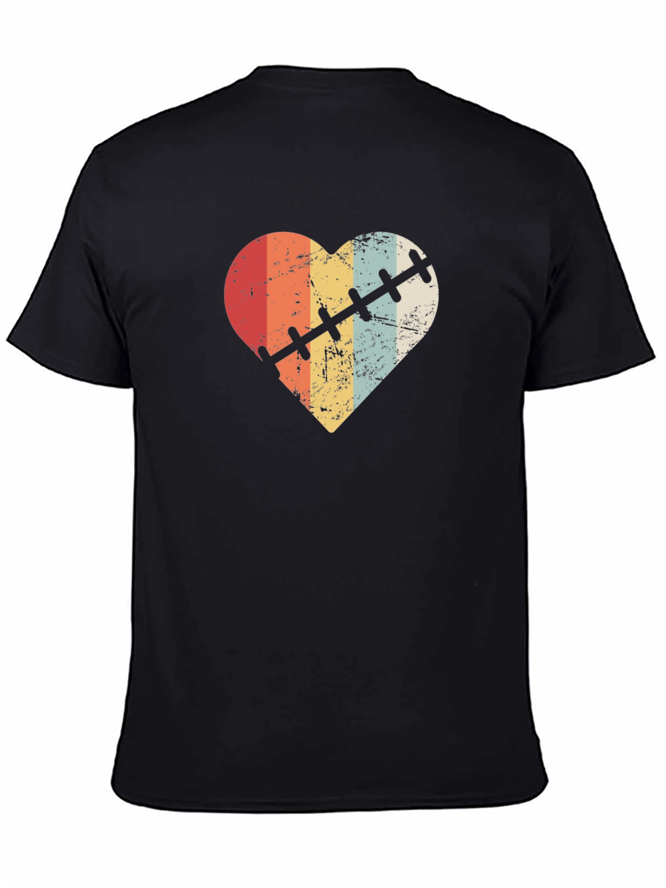 Retro Heart Stitch Graphic Tee - Black - 4