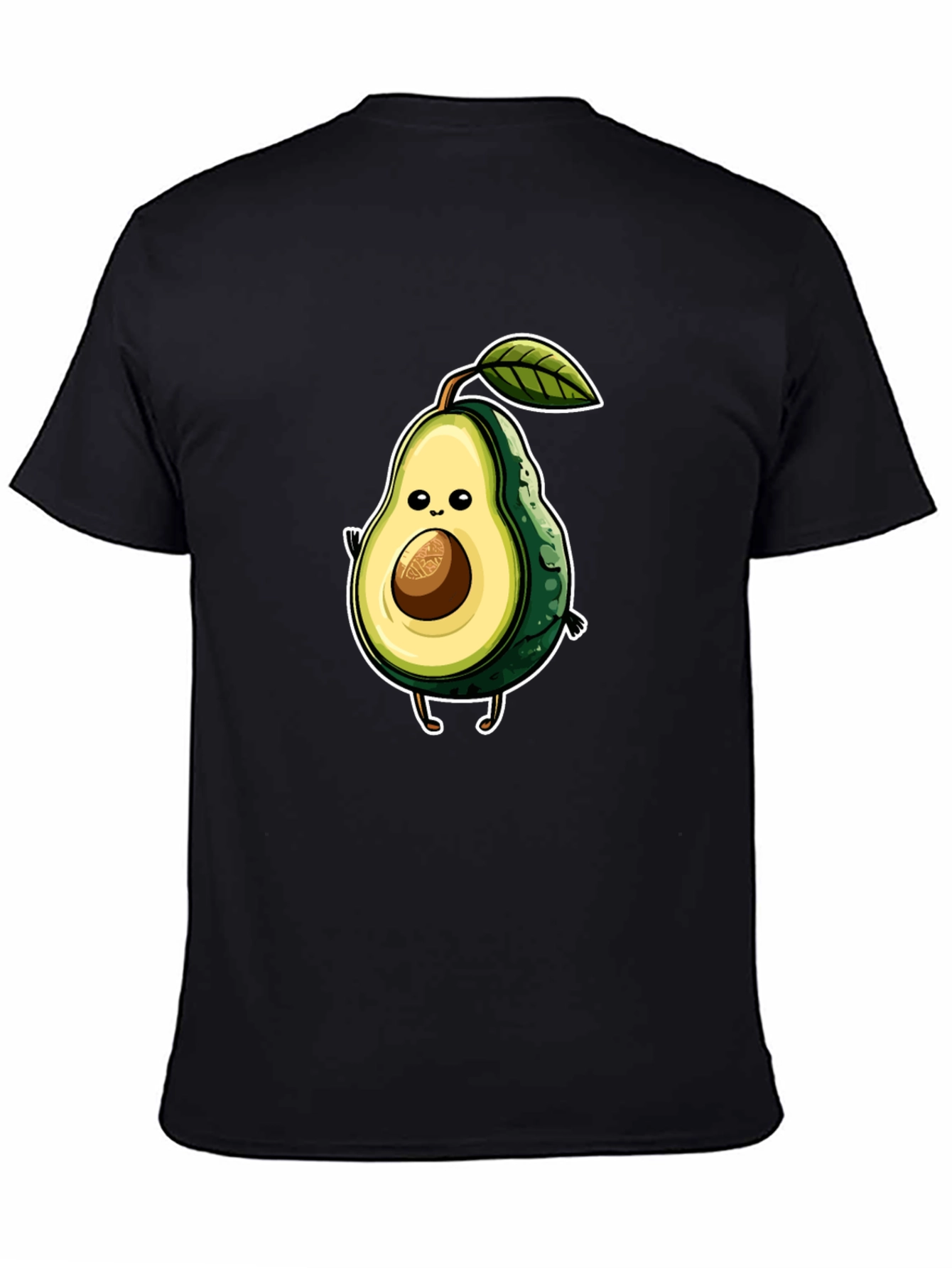 Funny Avocado Cartoon Graphic T-Shirt - Unisex Black Tee - 4