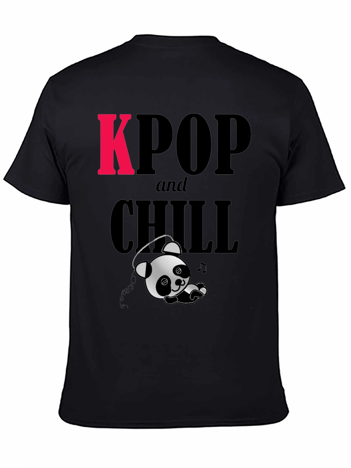 Black KPOP and Chill Panda Graphic Tee view 4