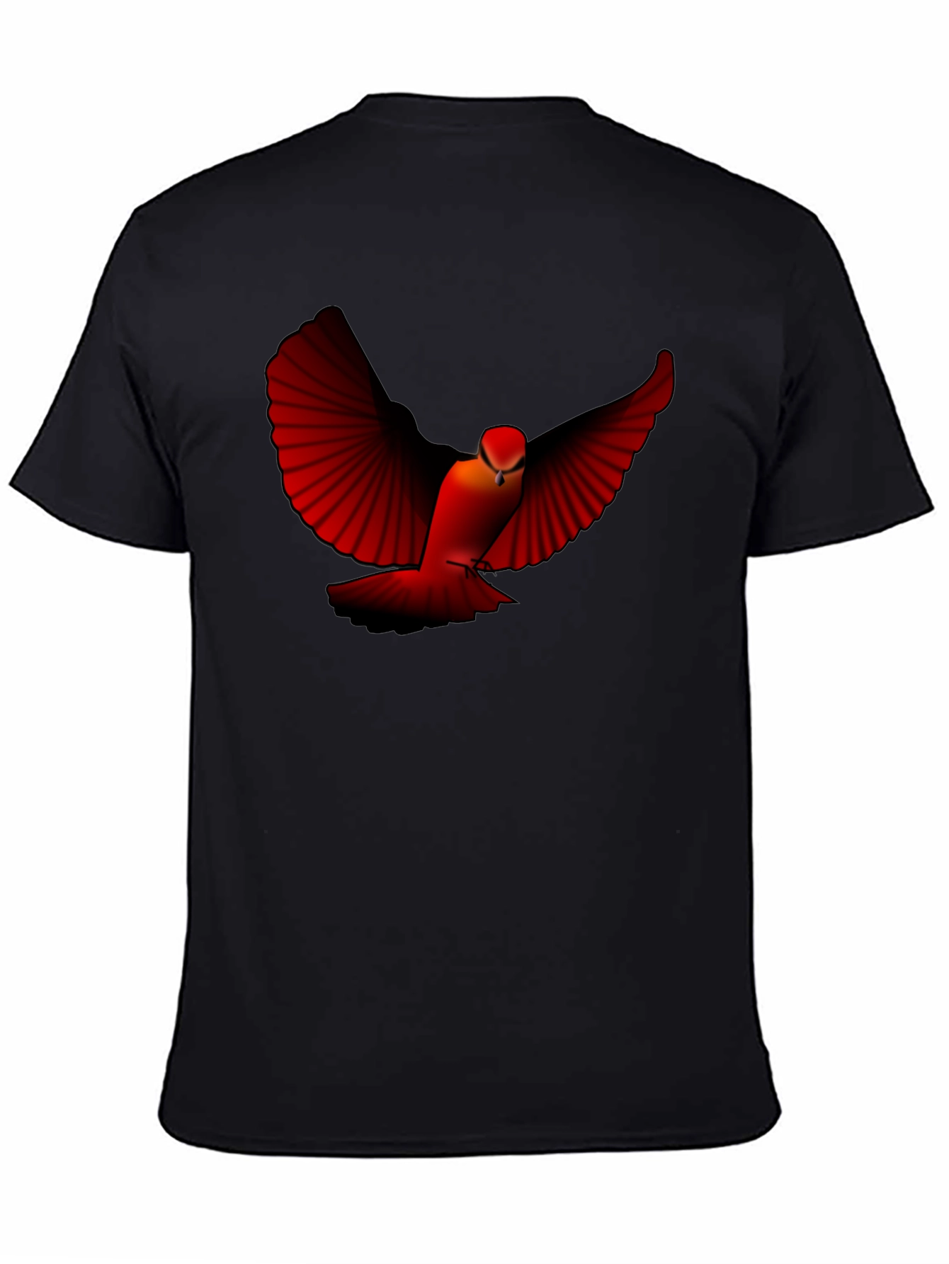 Black Red Bird Graphic Tee - Black Cotton Blend view 4
