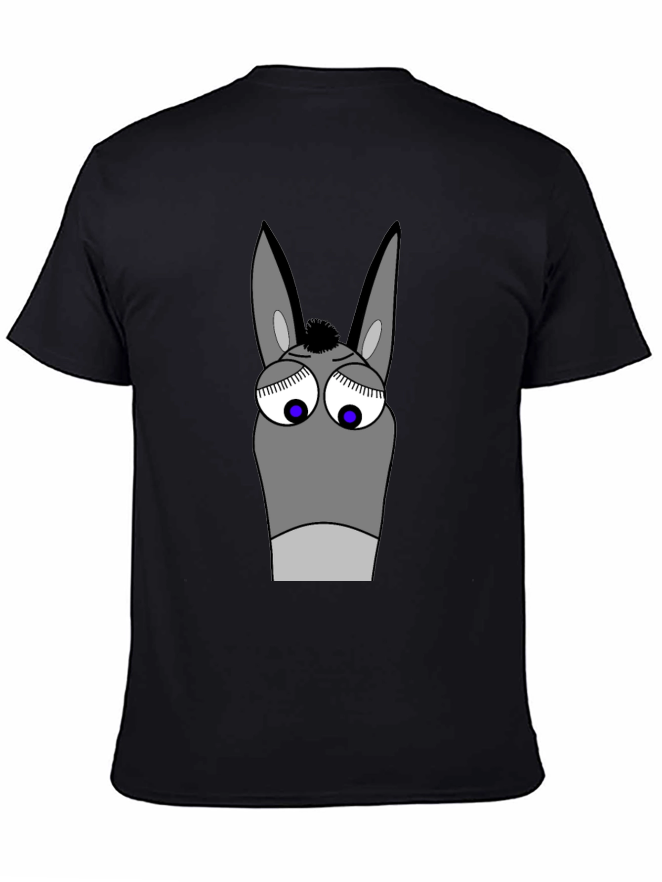 Black Funny Donkey Cartoon Graphic T-Shirt - Black view 4