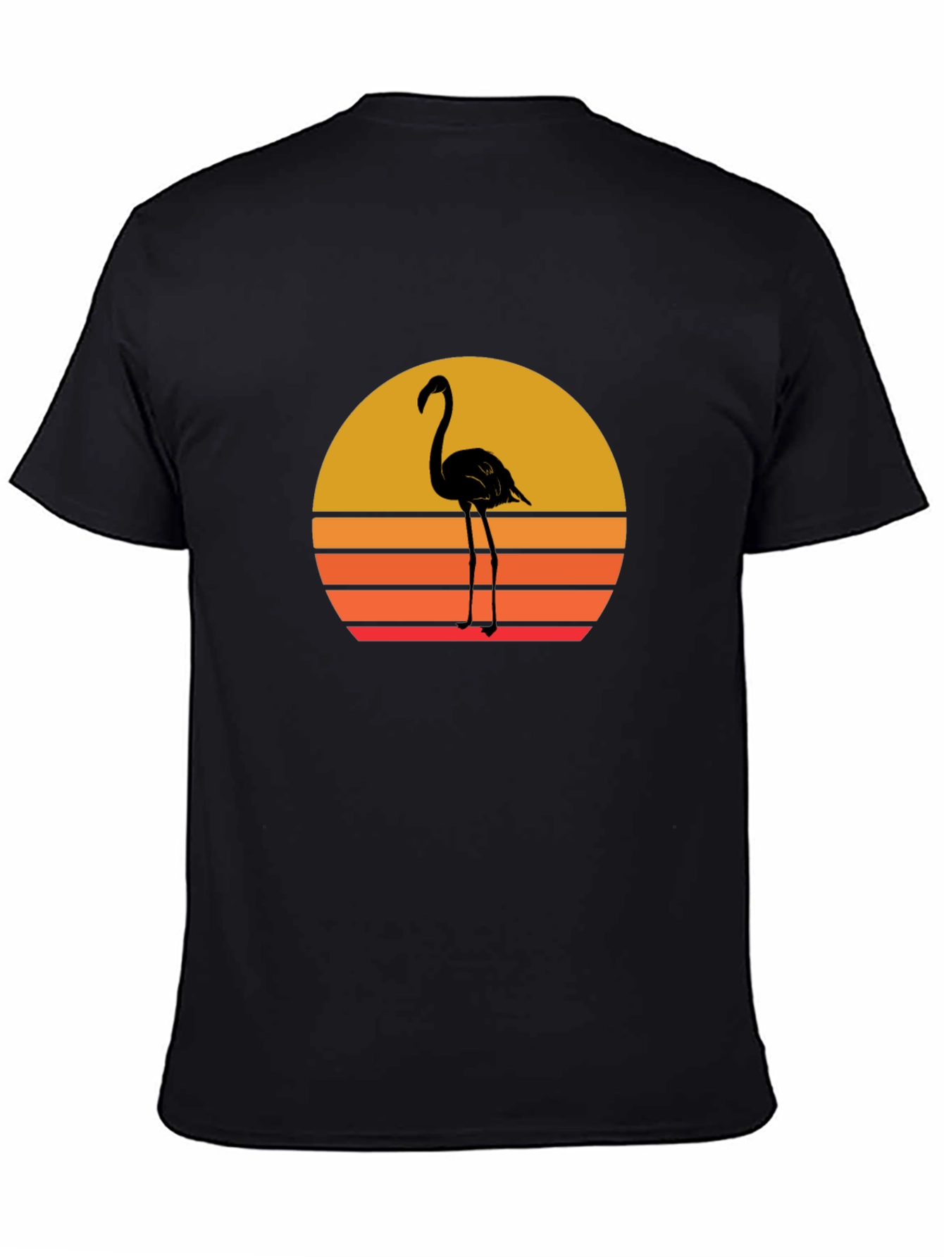 Black Retro Flamingo Sunset T-Shirt - Black view 4