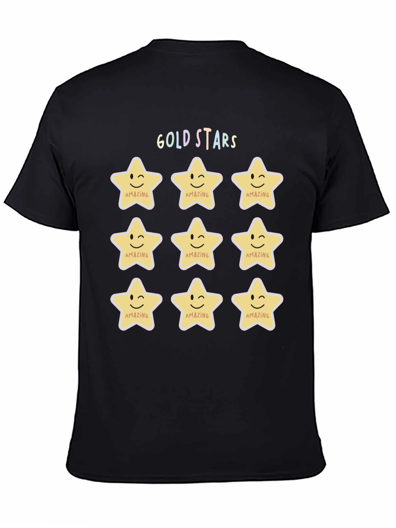 Black Gold Stars 'Amazing' Graphic Tee - Men's Black T-Shirt view 4