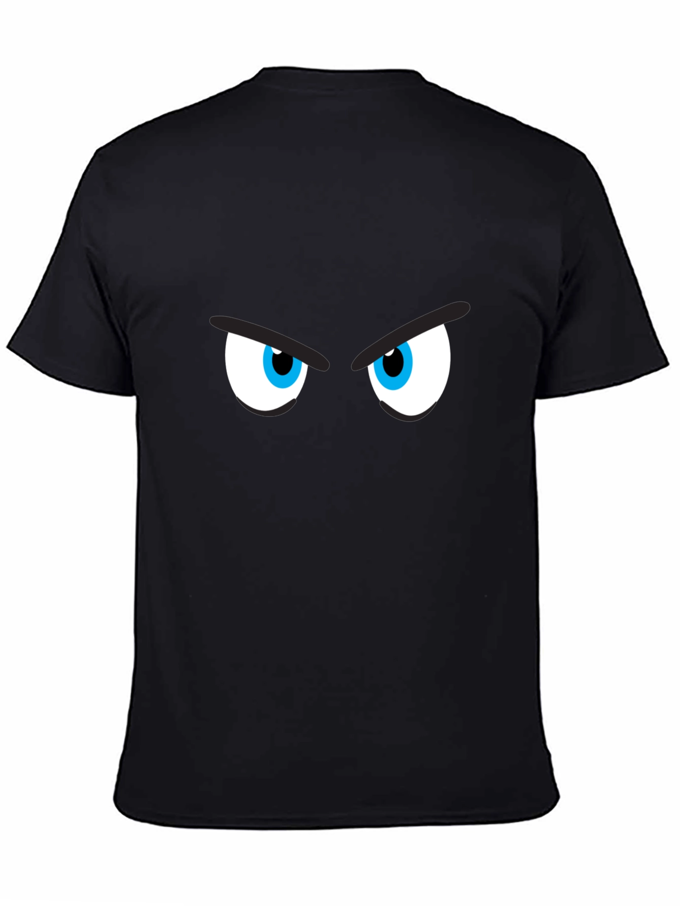 Black Men's Black T-Shirt with Cartoon Eyes view 4