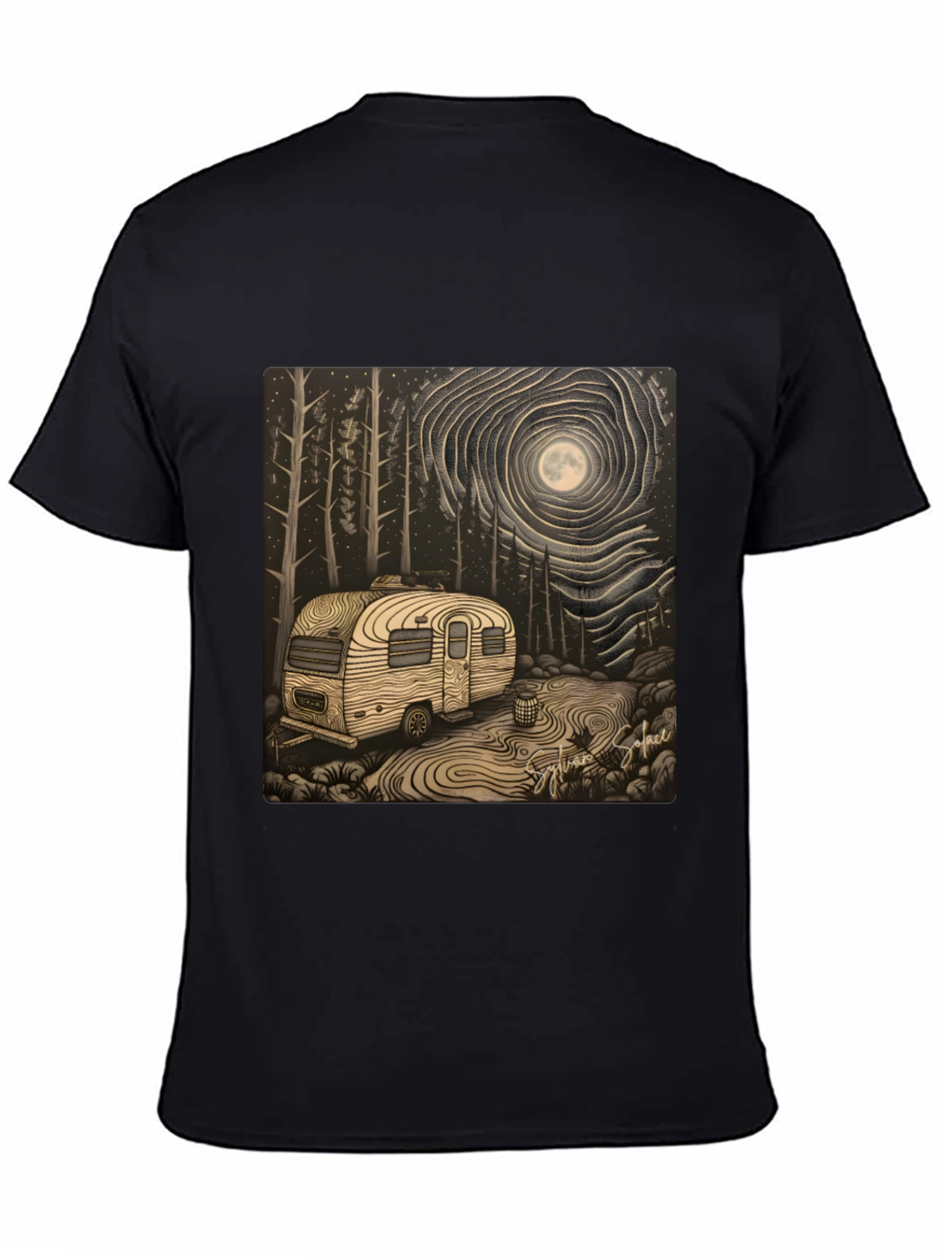 Black Camping Under the Moon T-Shirt view 4
