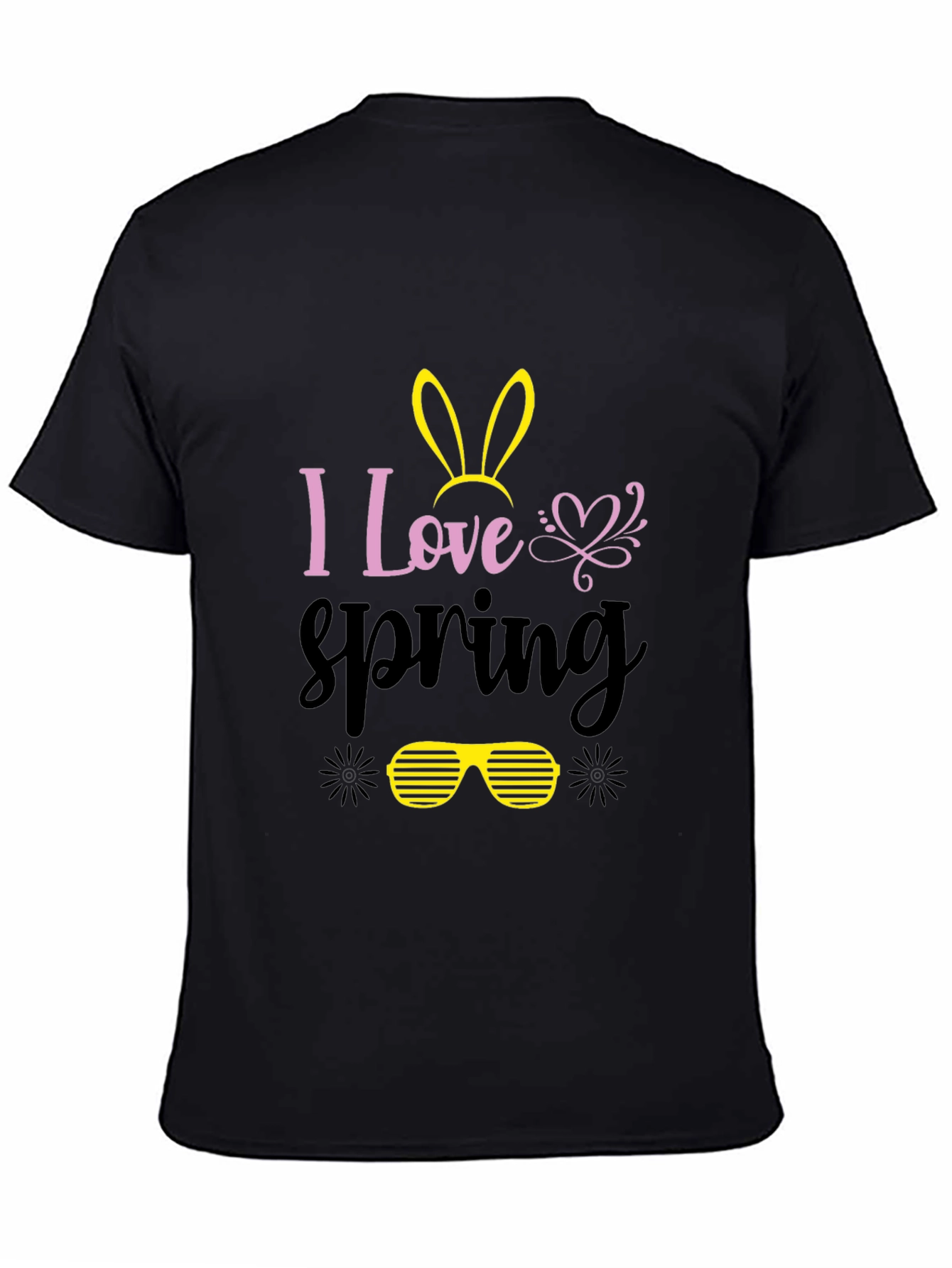 Black I Love Spring Bunny T-Shirt view 4