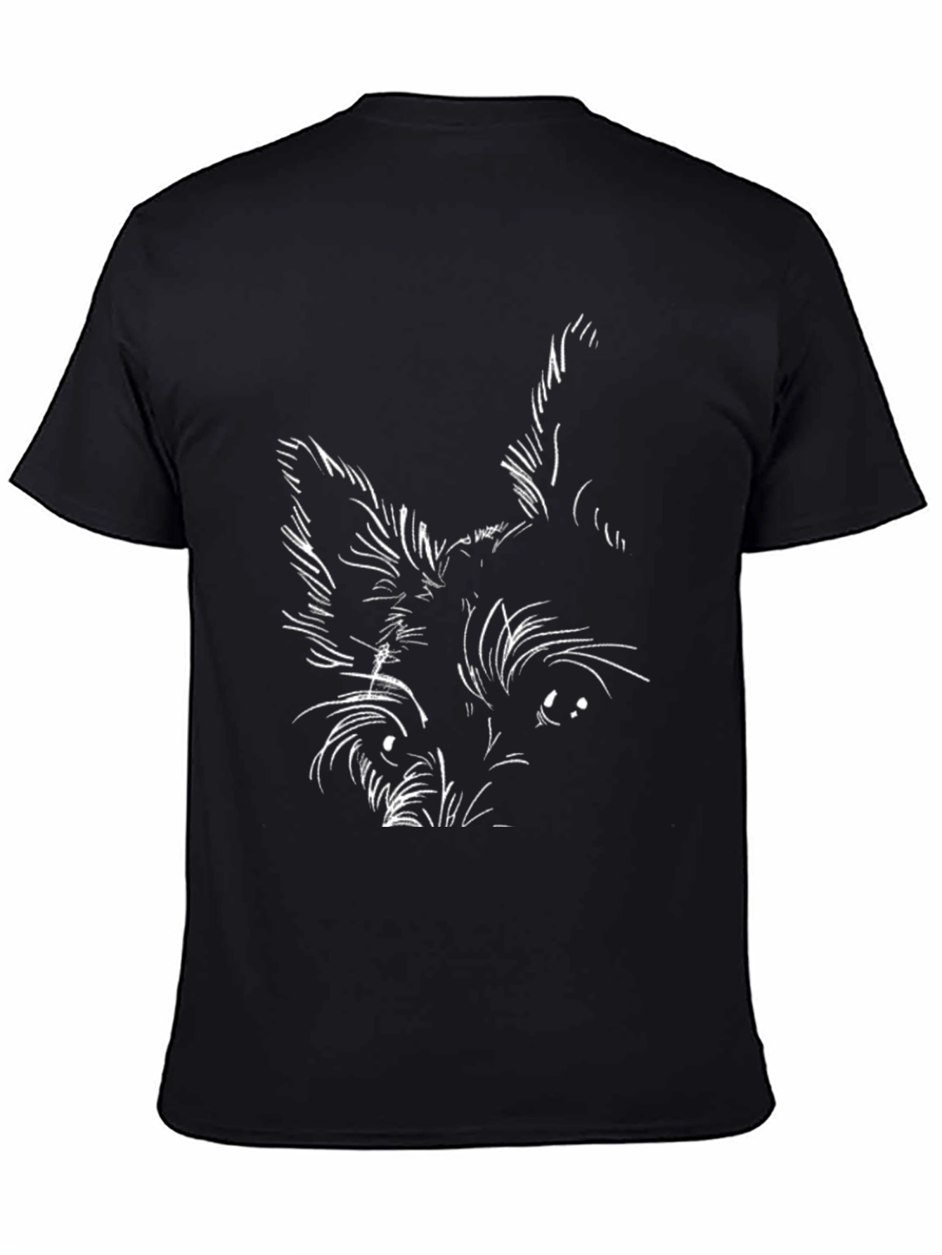 Black Dog Sketch Graphic Tee - Black Cotton T-Shirt view 4