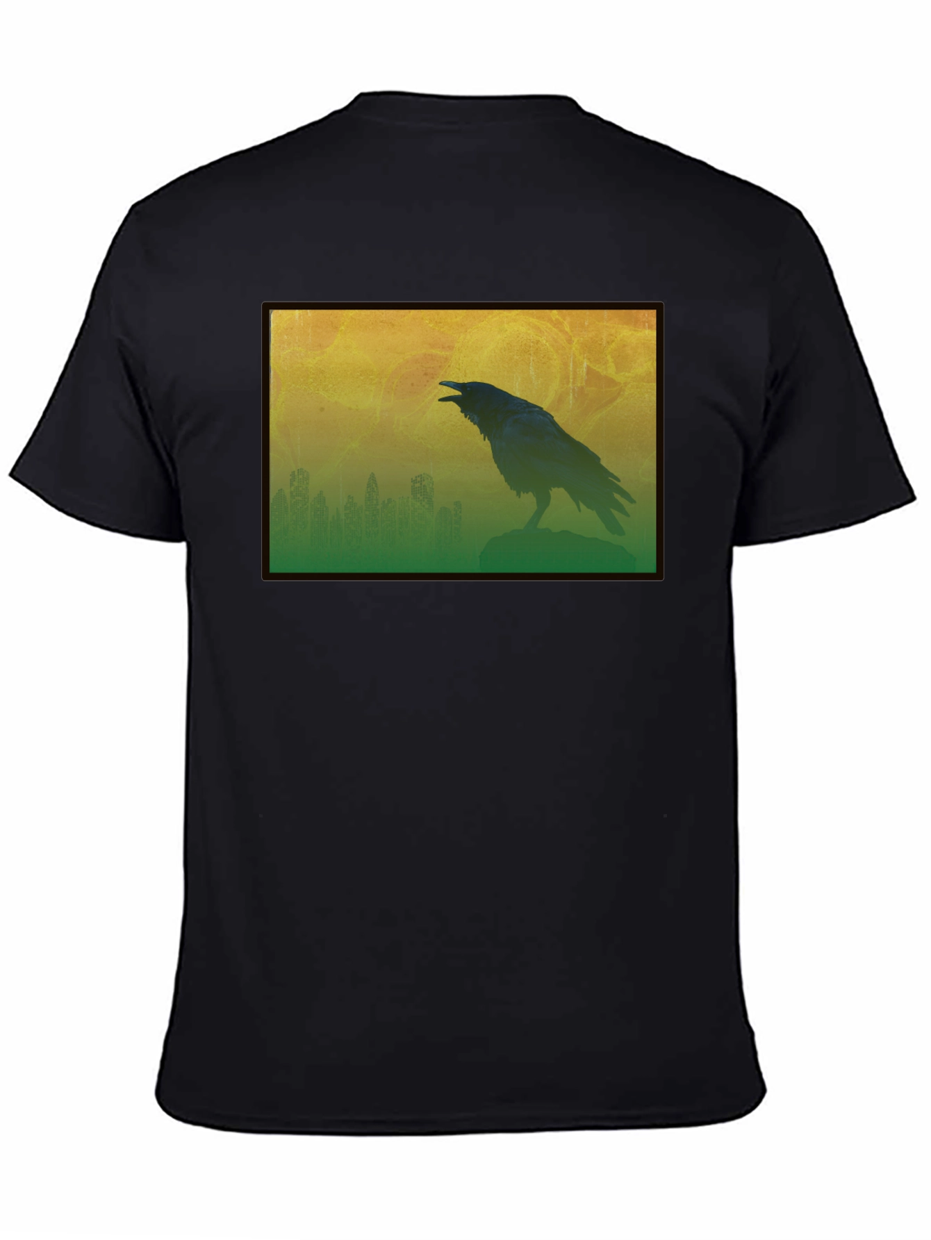 Black Raven Silhouette Graphic Tee - Men's Black T-Shirt view 4