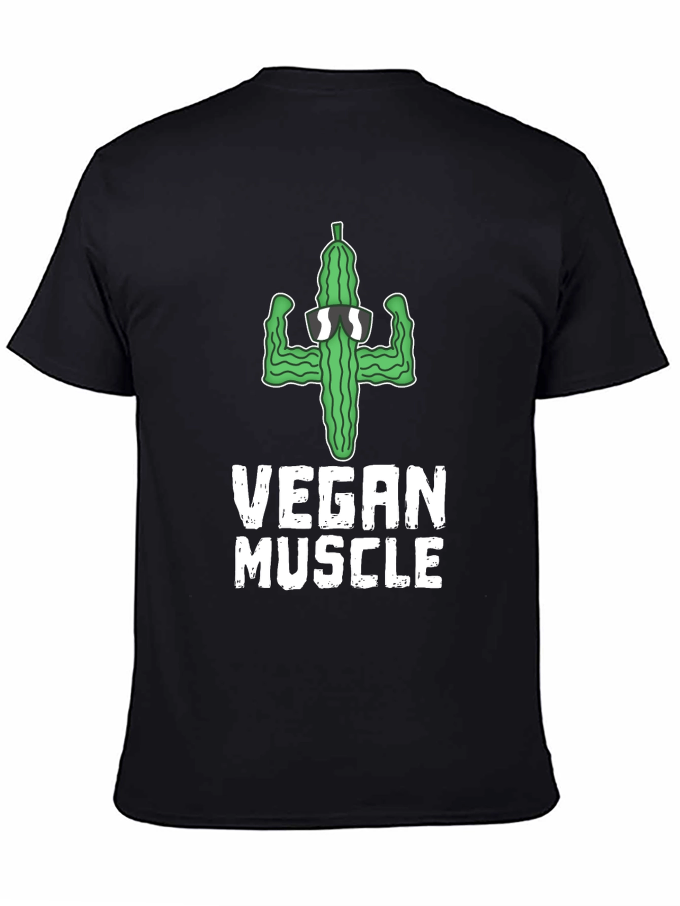 Black Vegan Muscle T-Shirt: Cucumber Gym Humor view 4