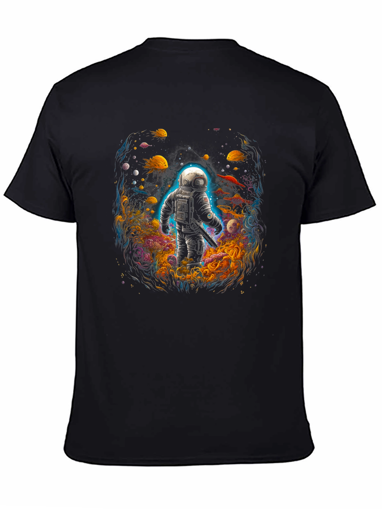 Black Astronaut in Space T-Shirt view 4