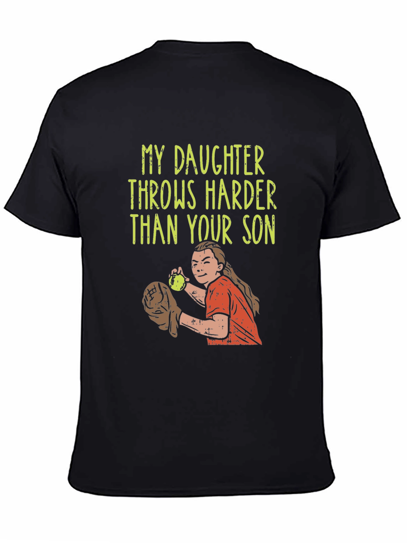 Black Daughter Throws Harder T-Shirt - Baseball/Softball view 4