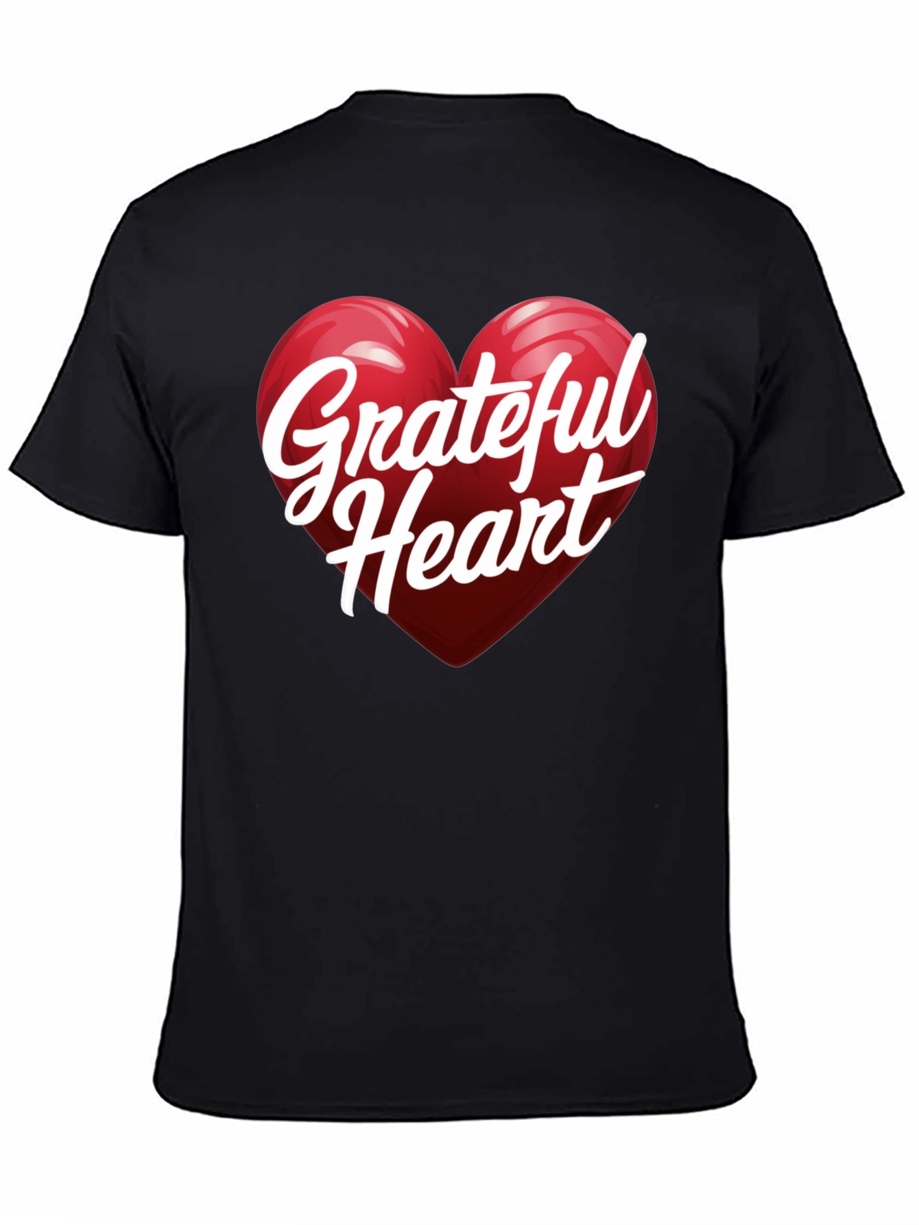 Black Grateful Heart Graphic T-Shirt - Stylish Unisex Top view 4
