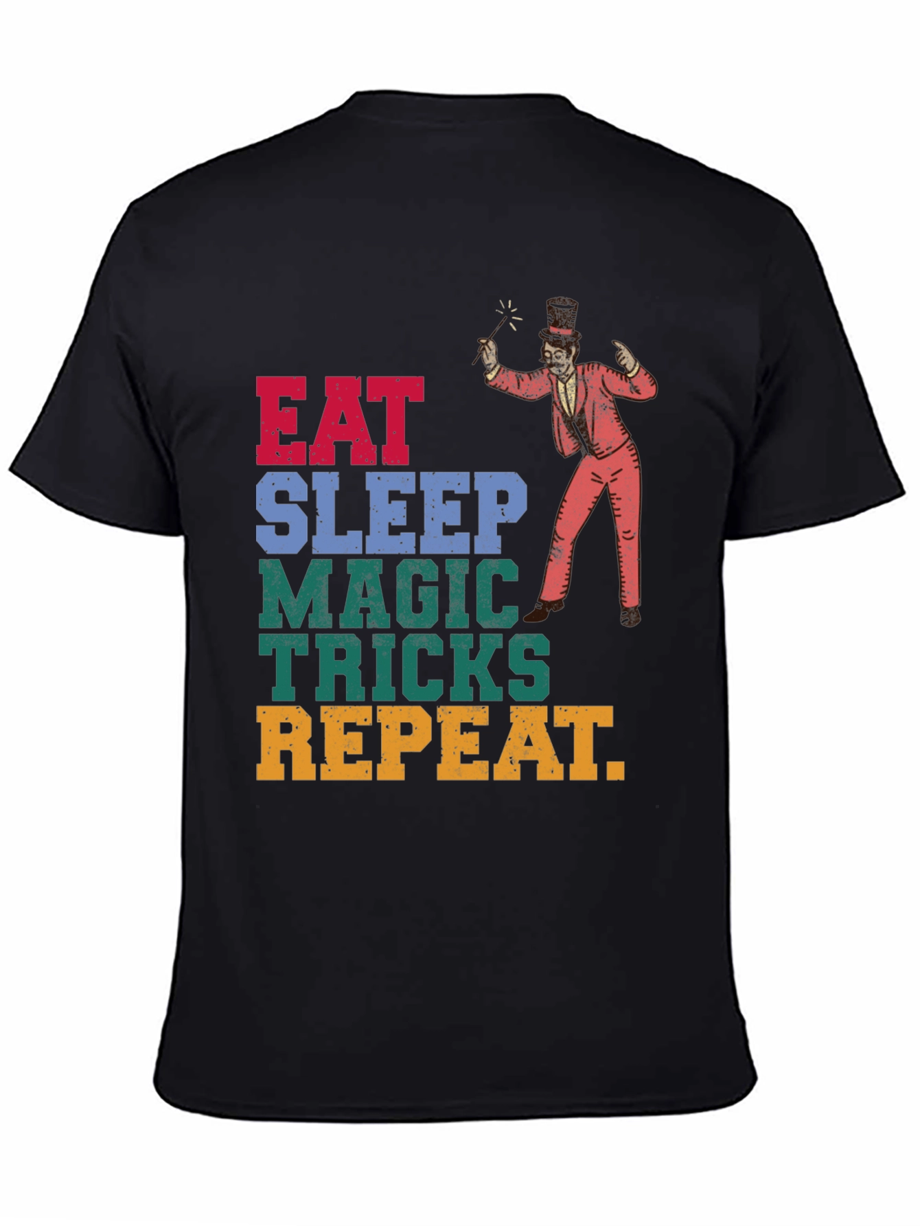 Black Eat Sleep Magic Tricks Repeat Graphic Tee view 4