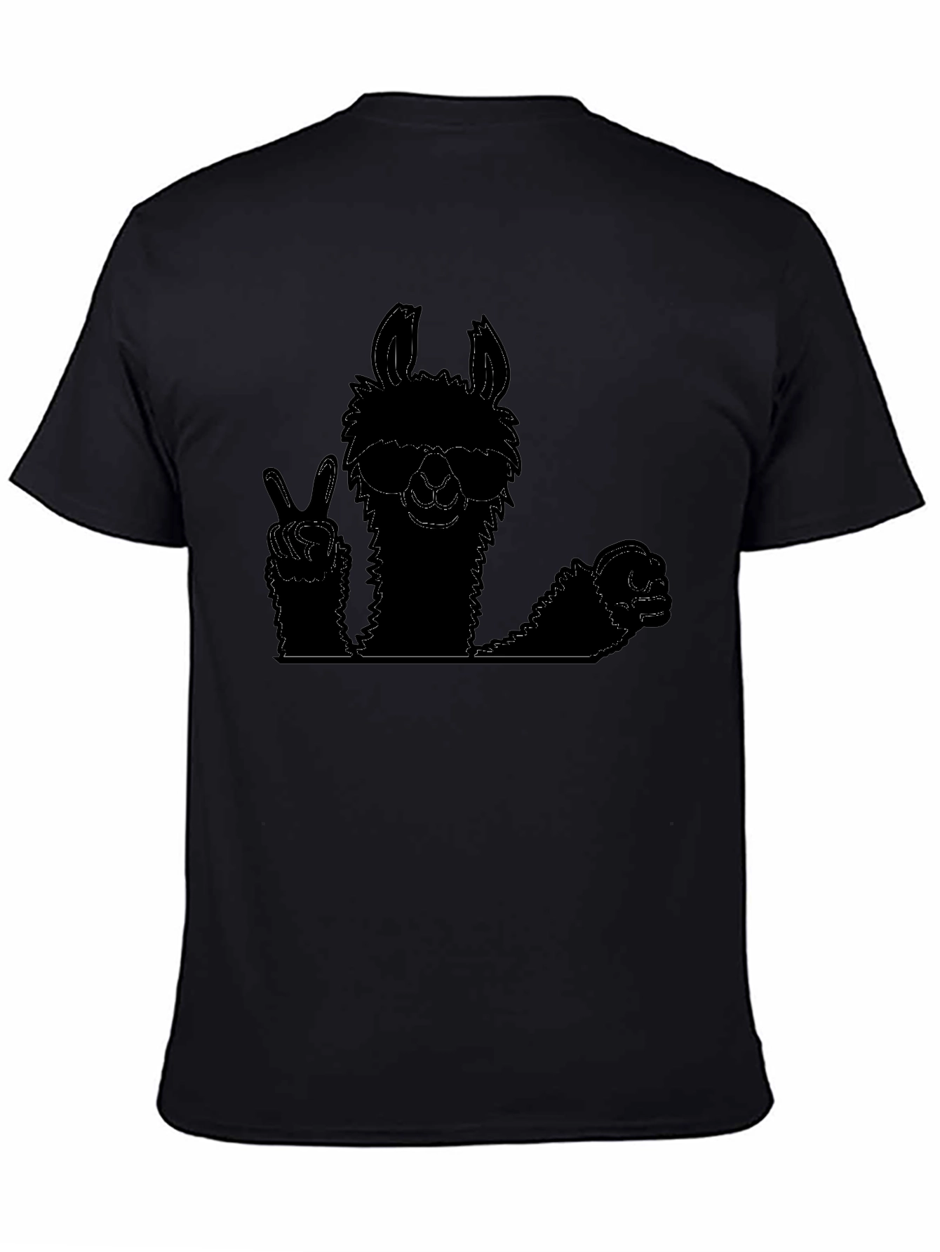 Black Cool Llama Graphic Tee - Peace Out Style view 4