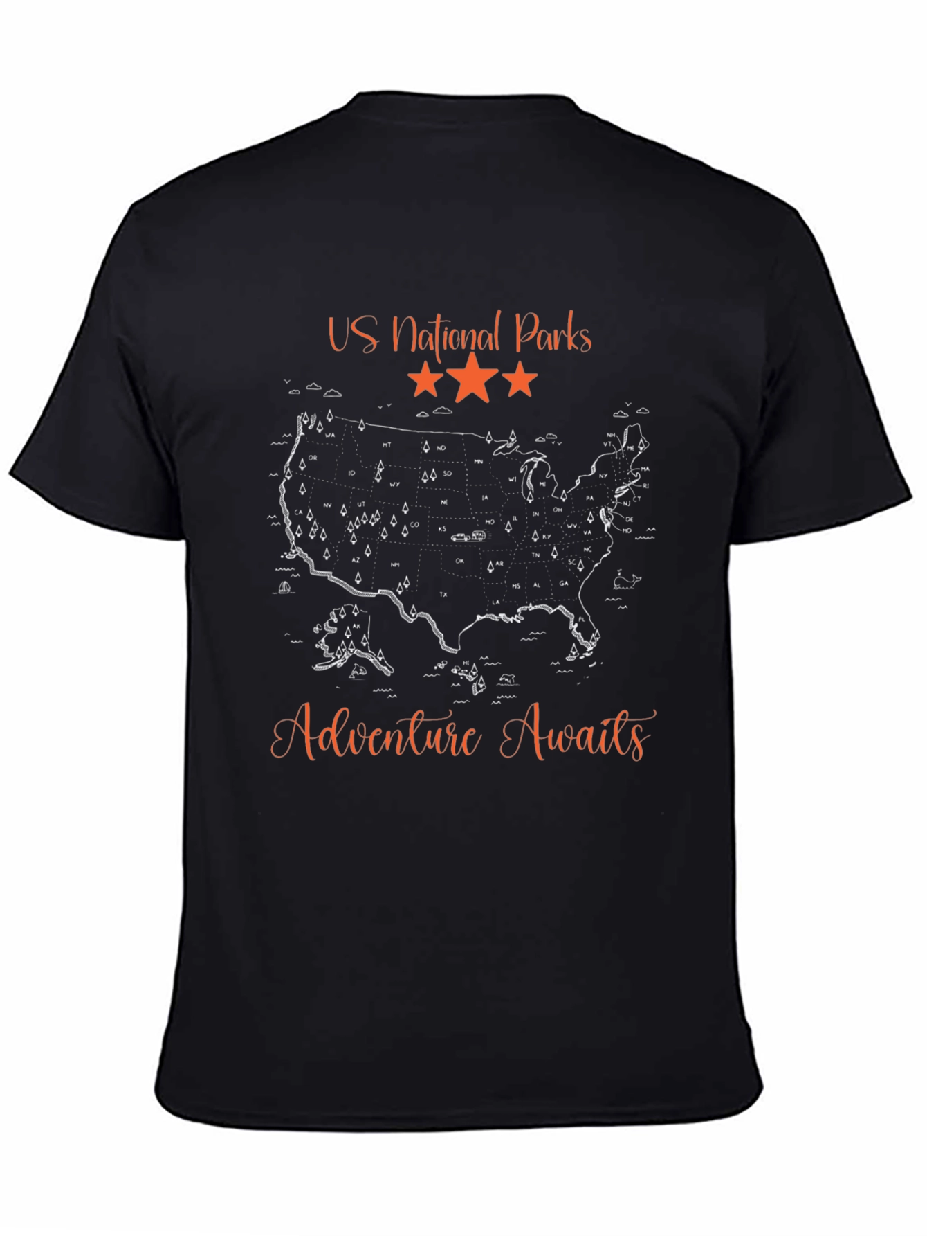 Black US National Parks Adventure T-Shirt view 4